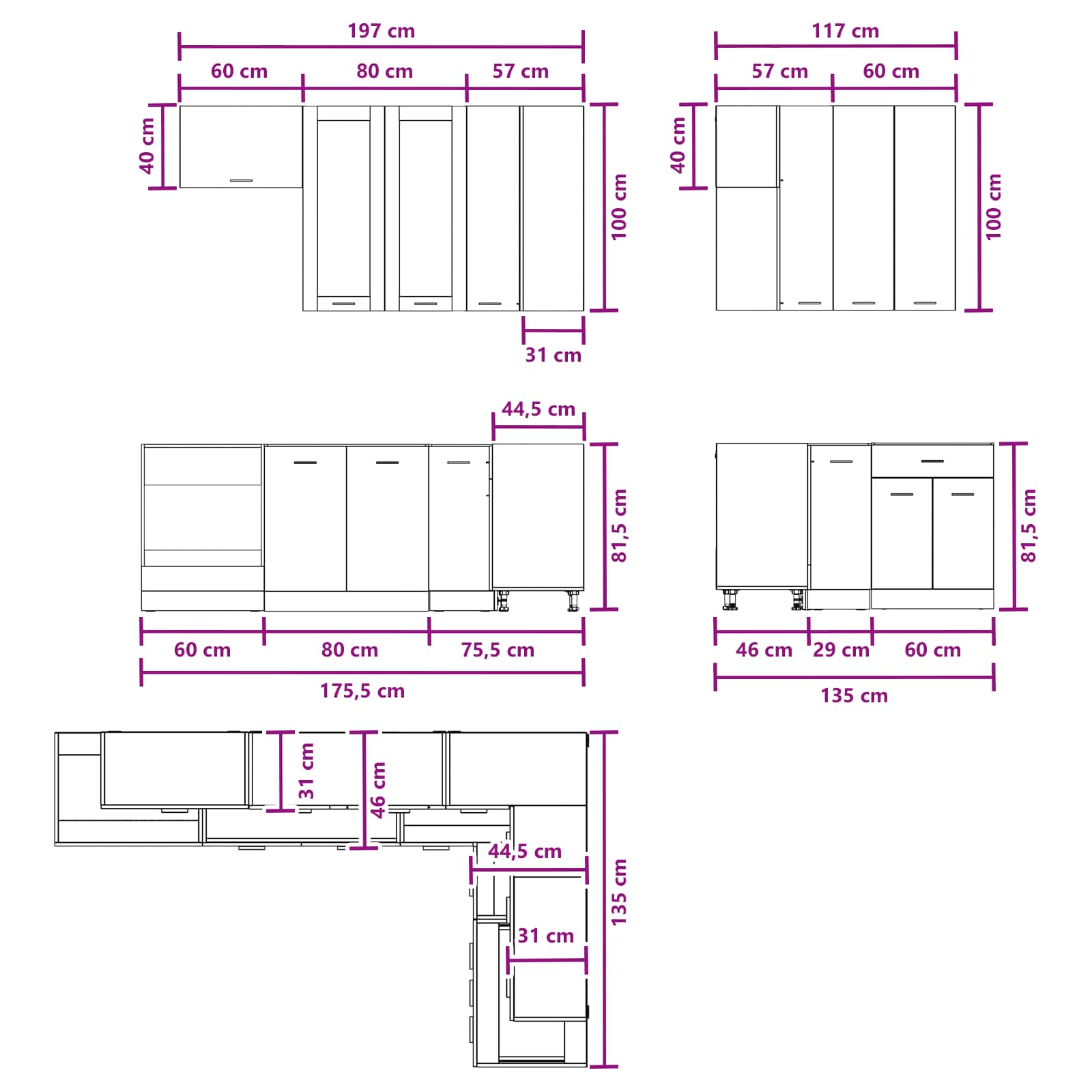Kitchen Unit LYON 8 pcs White Engineered Wood
