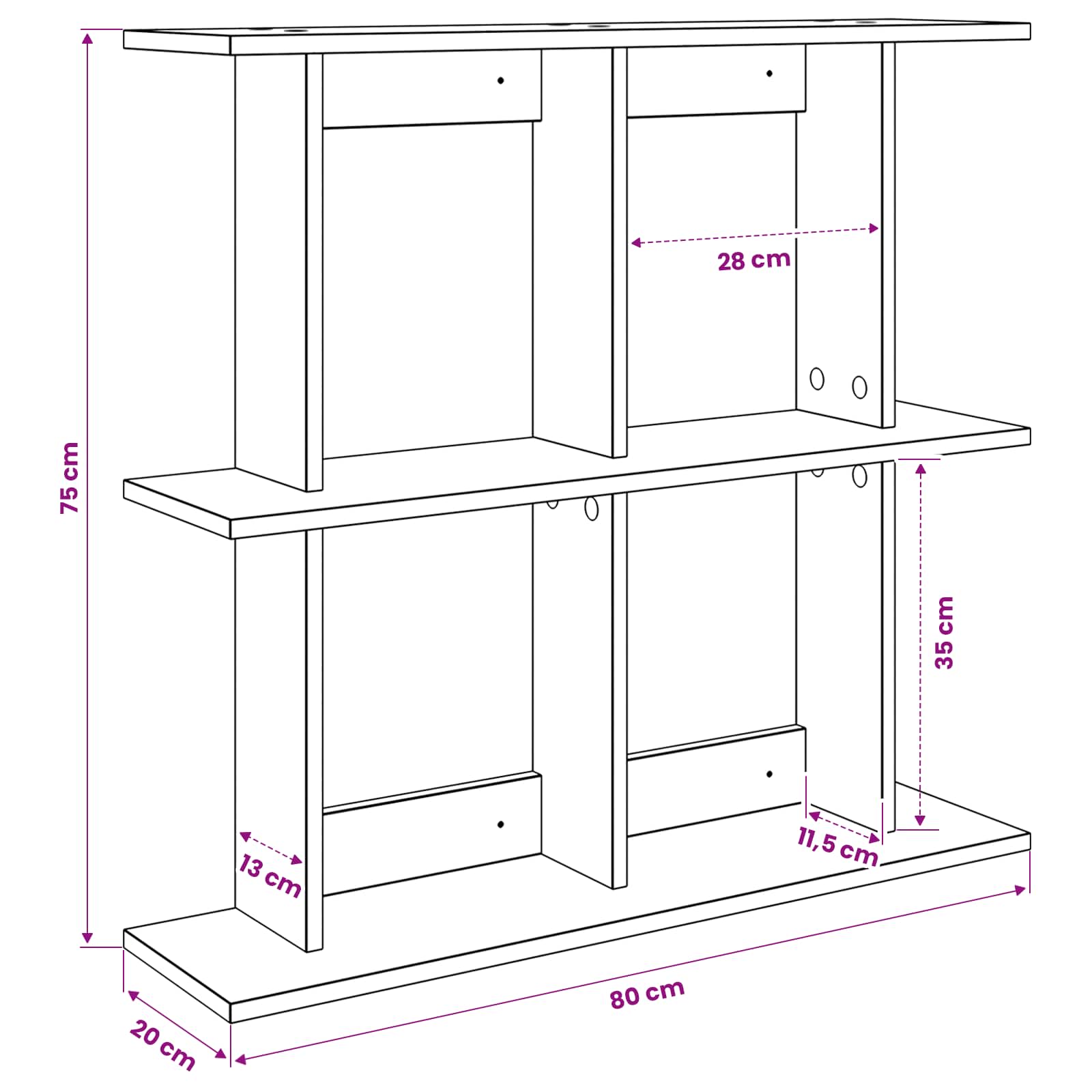 Wall Shelf Wall-Mounted White 80 x 20 x 75 cm Engineered Wood