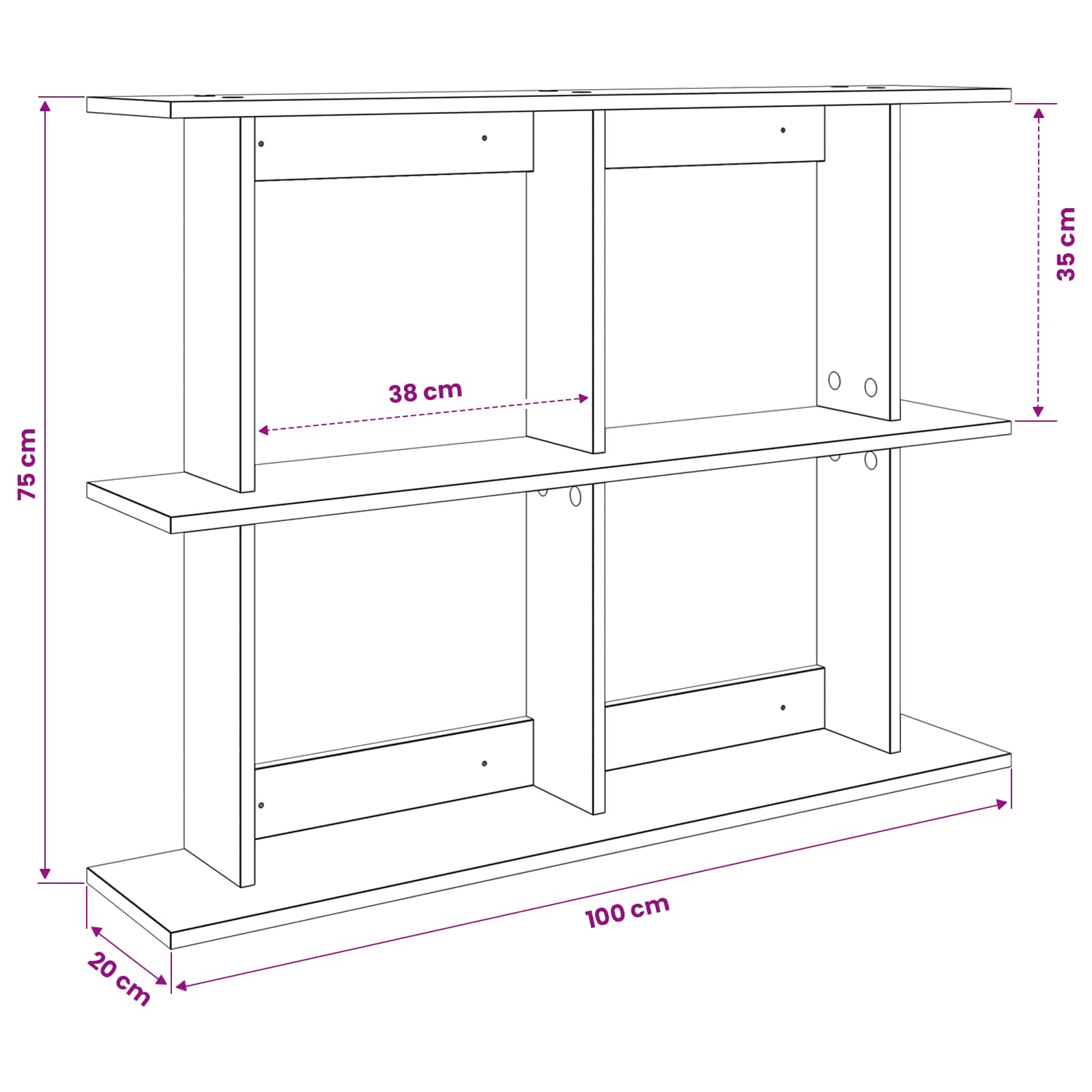 Wall Shelf Wall-Mounted Sonoma Oak 100 x 20 x 75 cm