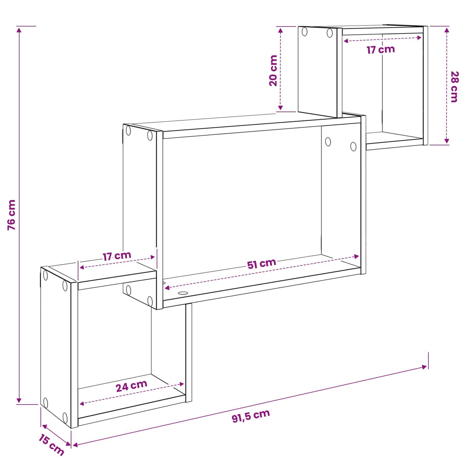 Wall Shelf Wall-Mounted Sonoma Oak 91.5 x 15 x 76 cm