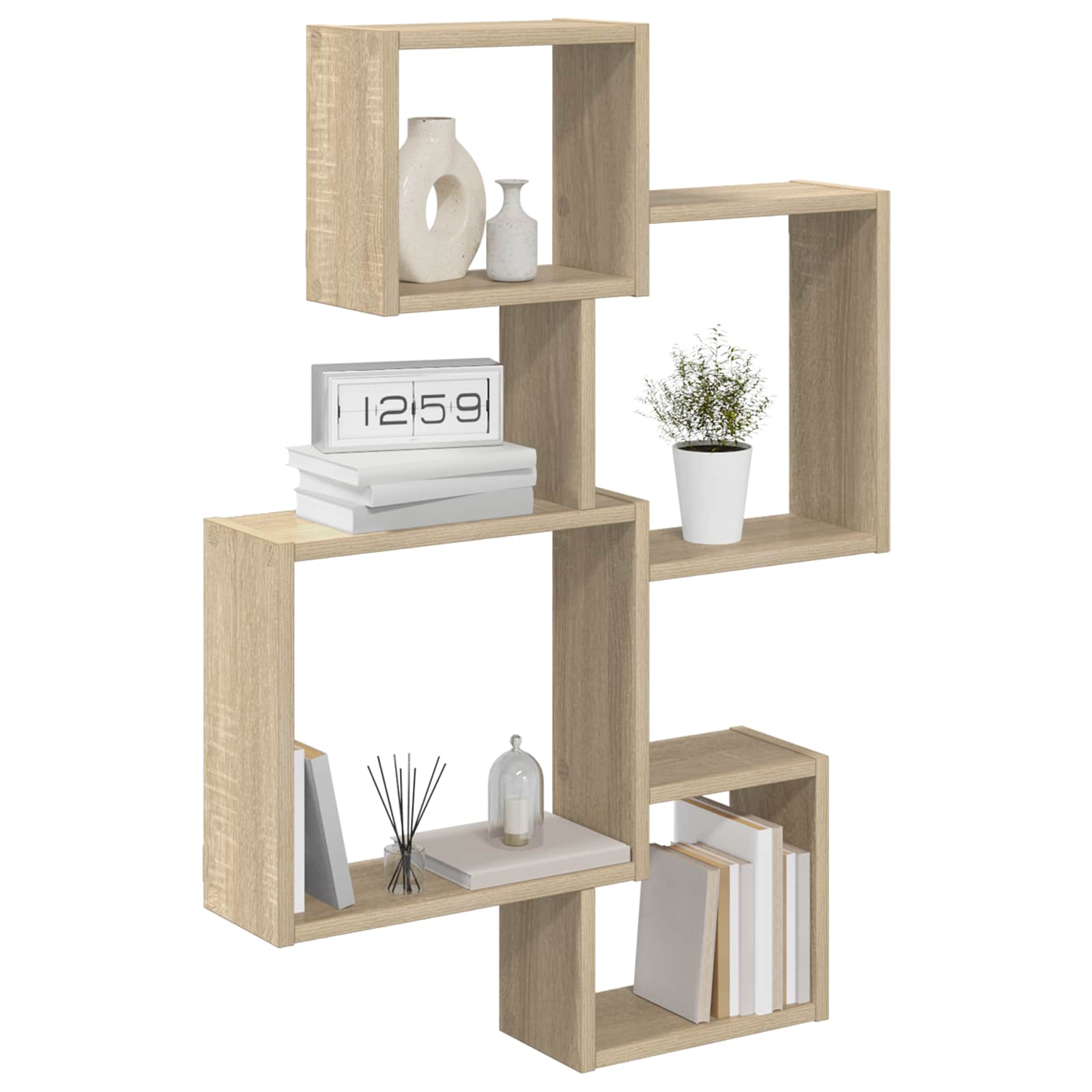 Wall Cube Shelves Wall-Mounted Sonoma Oak 64 x 13.5 x 91.5 cm