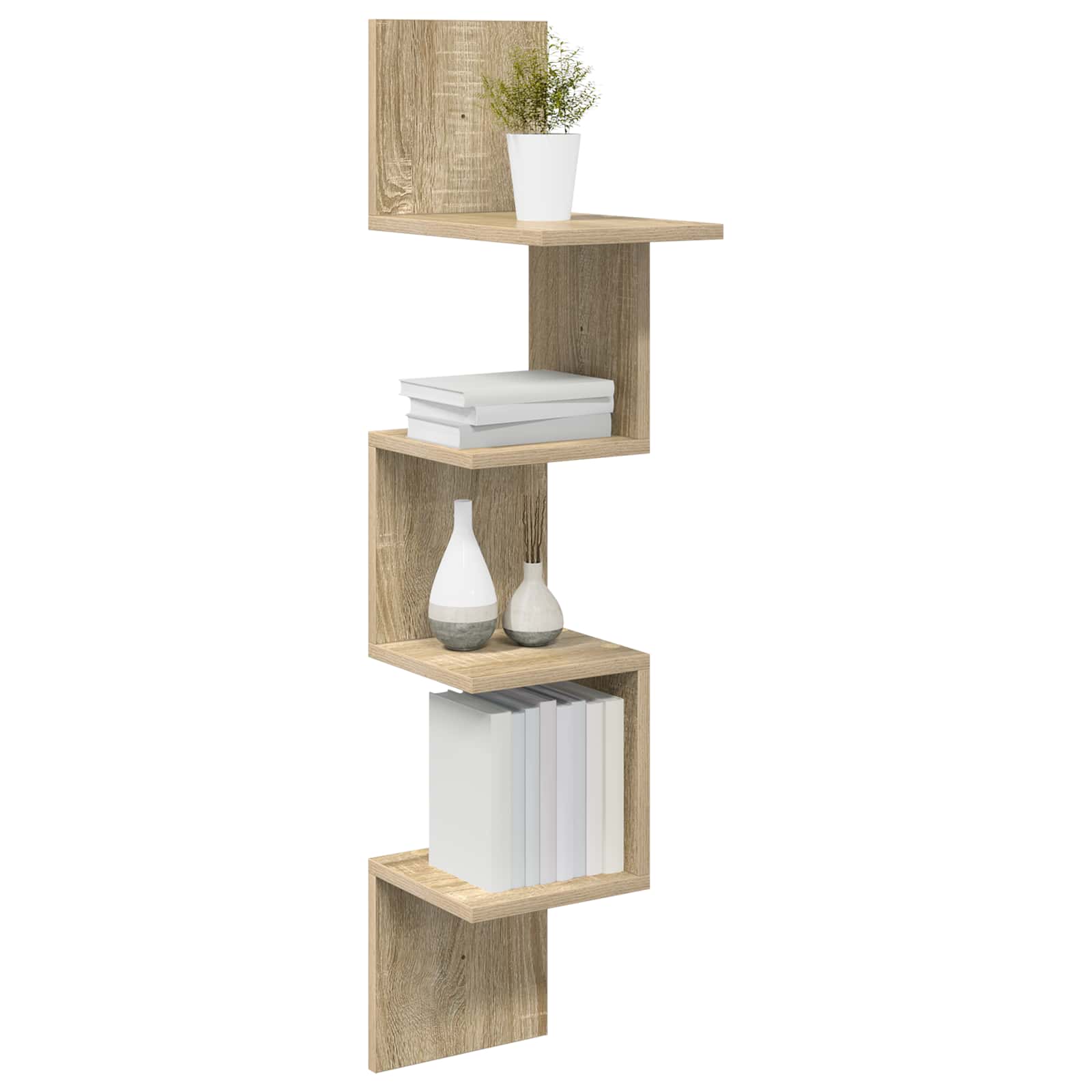 Wall Shelf Wall-Mounted Brown 32 x 21 x 107 cm Engineered Wood