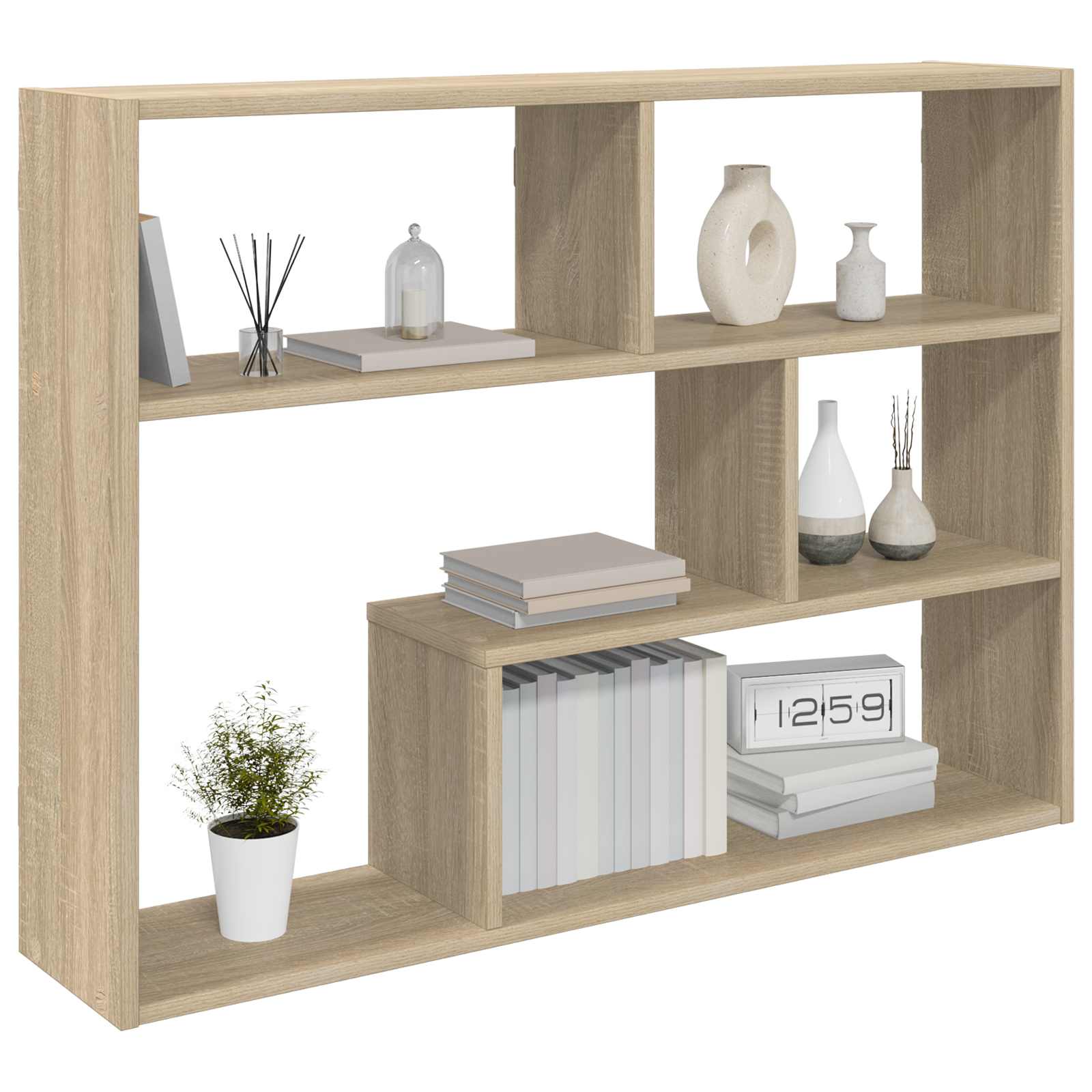 Wall Shelf Wall-Mounted Brown 95 x 20 x 69.5 cm Engineered Wood