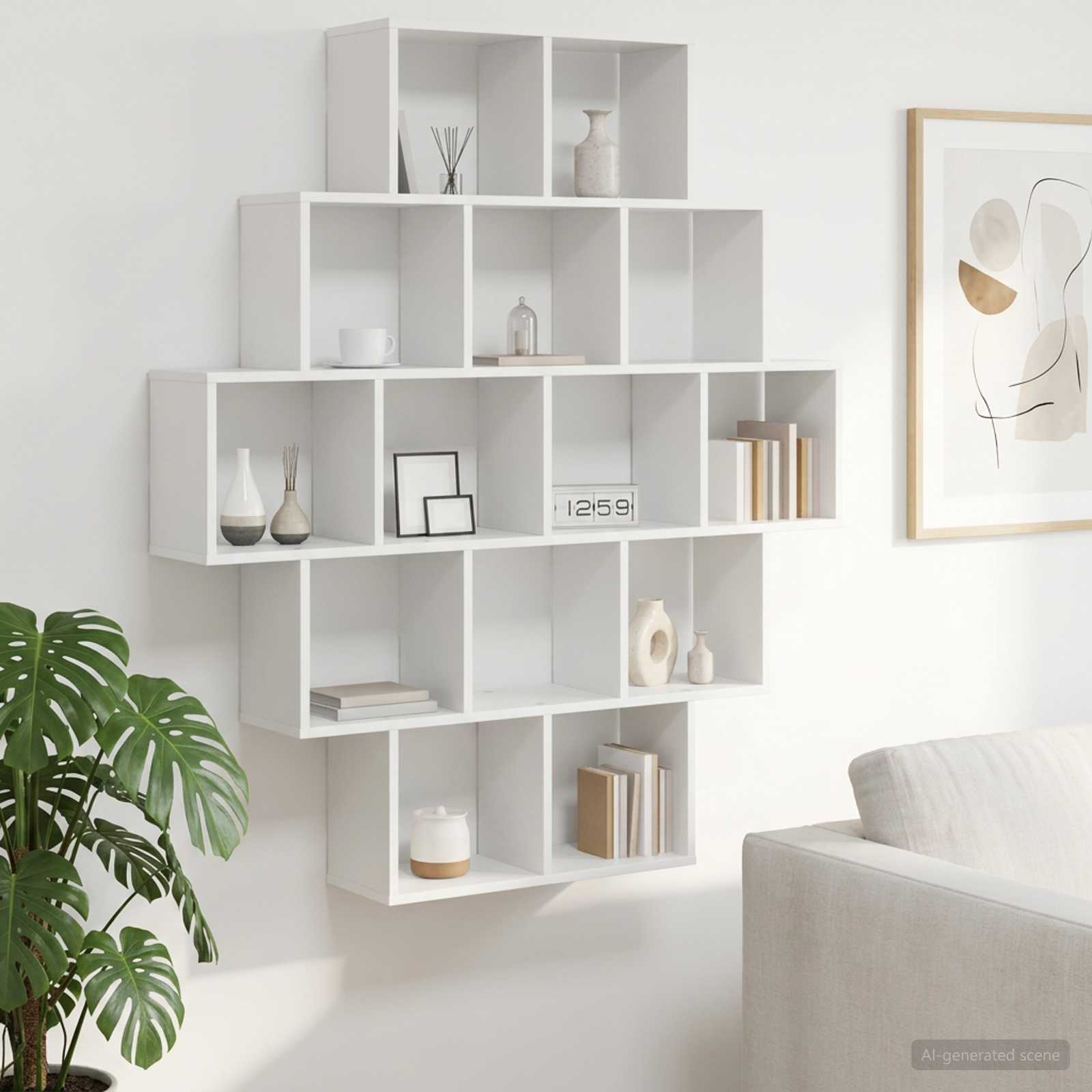 Wall Shelf White 120 x 20 x 136 cm Engineered Wood