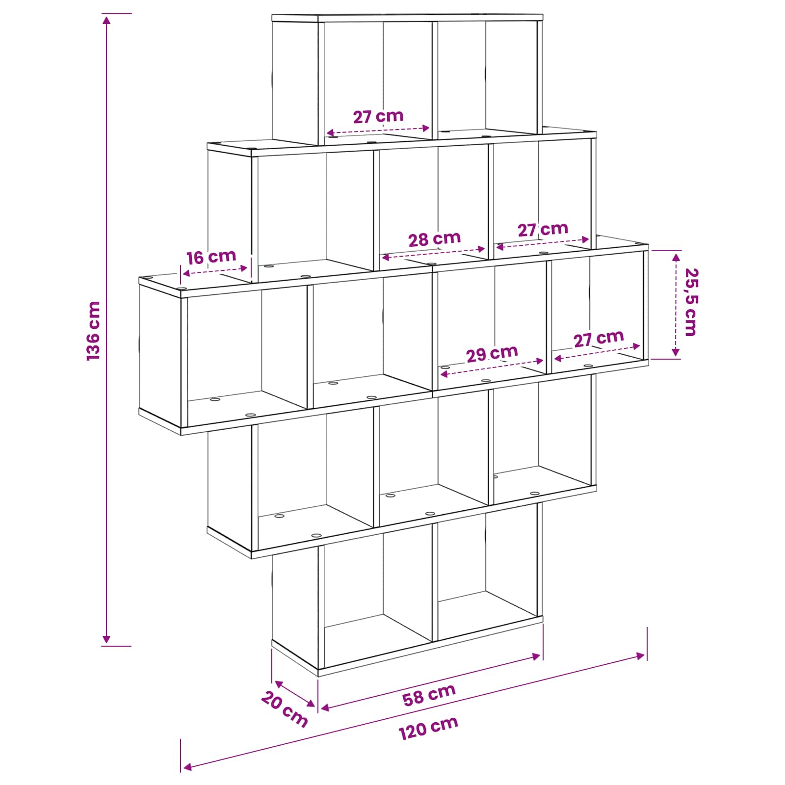 Wall Shelf Sonoma Oak 120 x 20 x 136 cm Engineered Wood