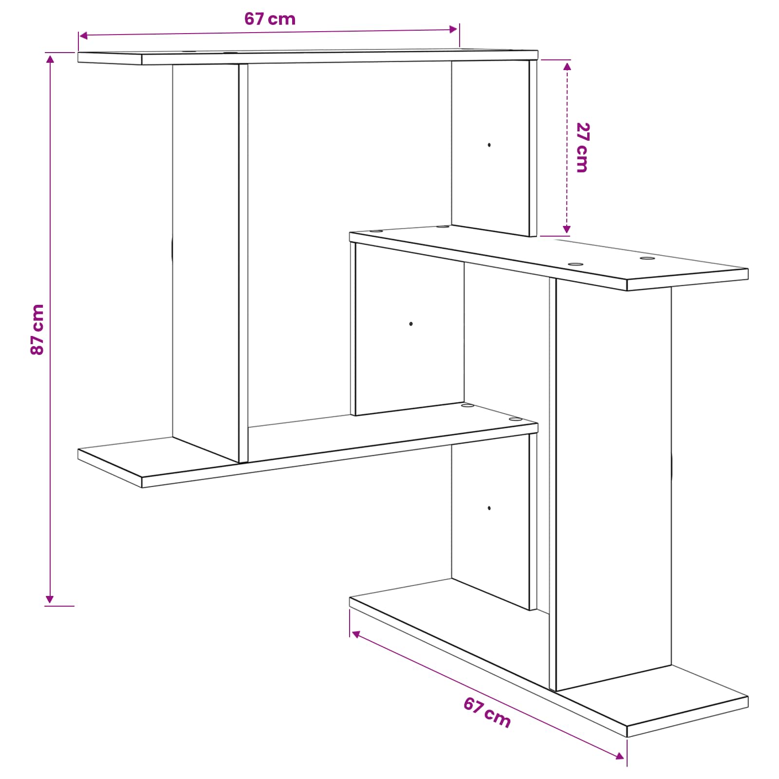 Wall Shelf Sonoma Oak 67 x 67 x 87 cm Engineered Wood