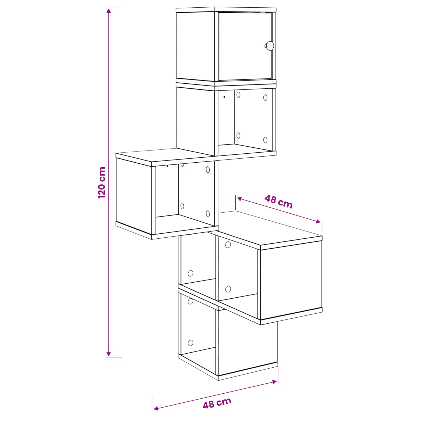 Wall Corner Shelf Sonoma Oak 48 x 48 x 120 cm Engineered Wood