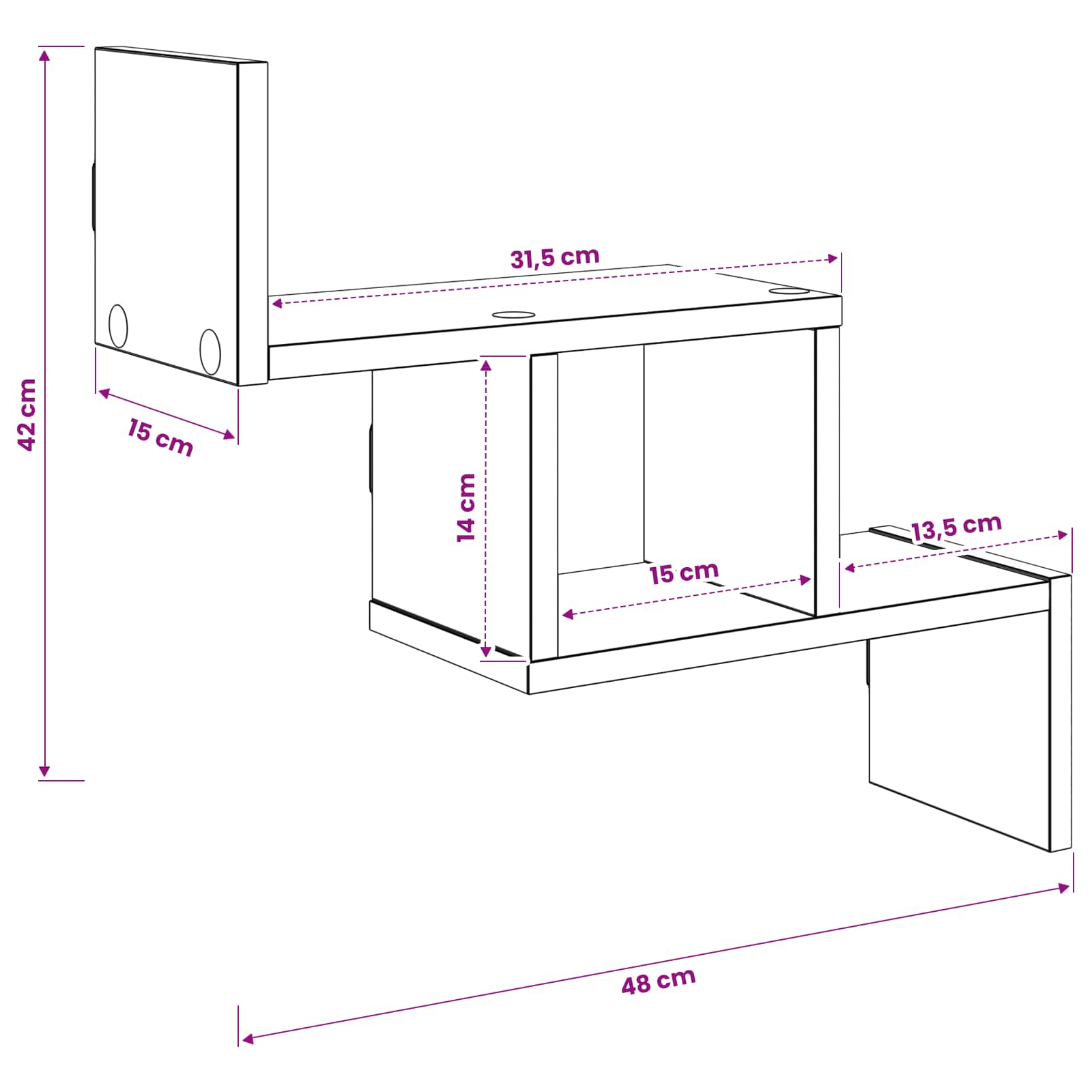 Wall Shelf Sonoma Oak 48 x 15 x 42 cm Engineered Wood