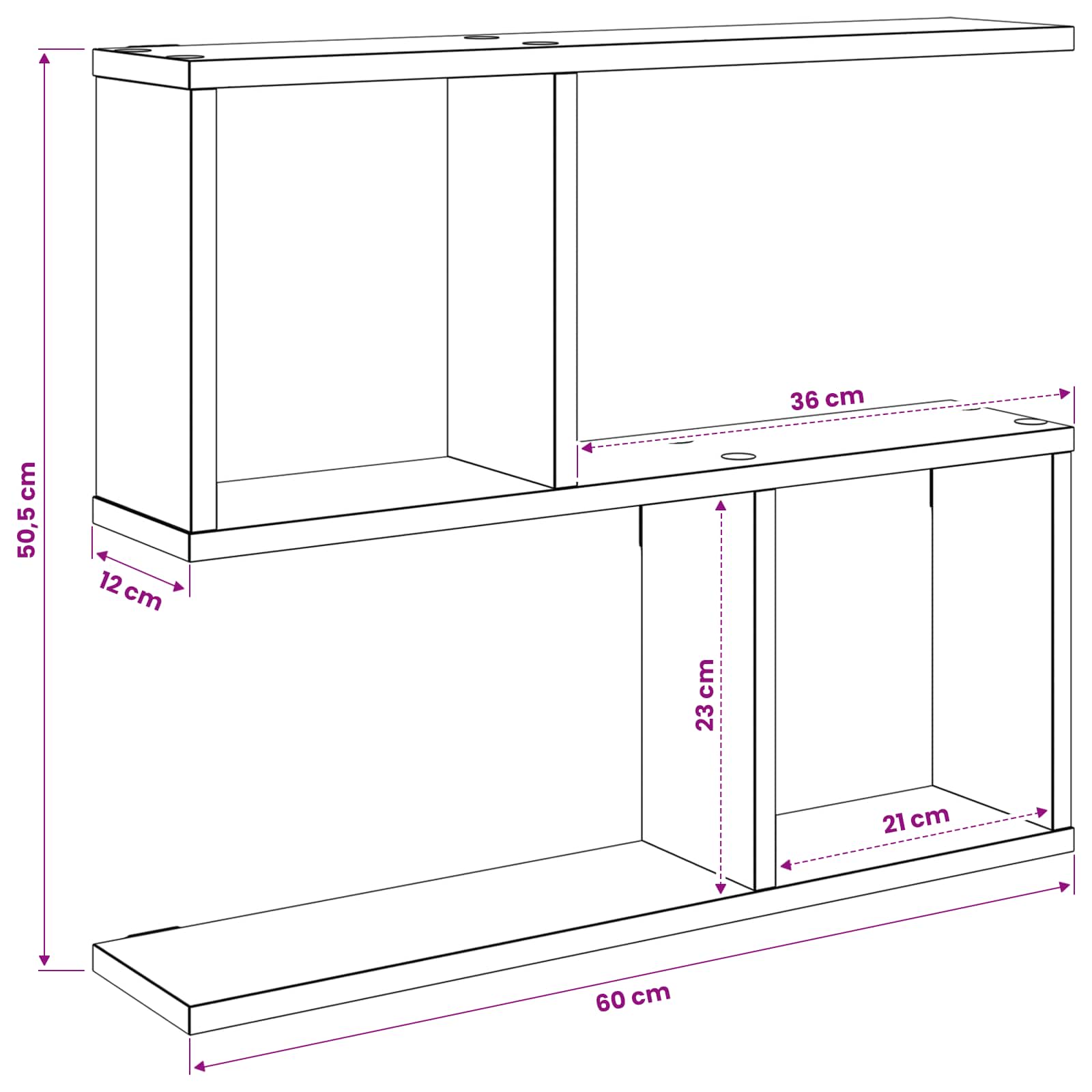 Wall Shelf Sonoma Oak 60 x 12 x 50.5 cm Engineered Wood