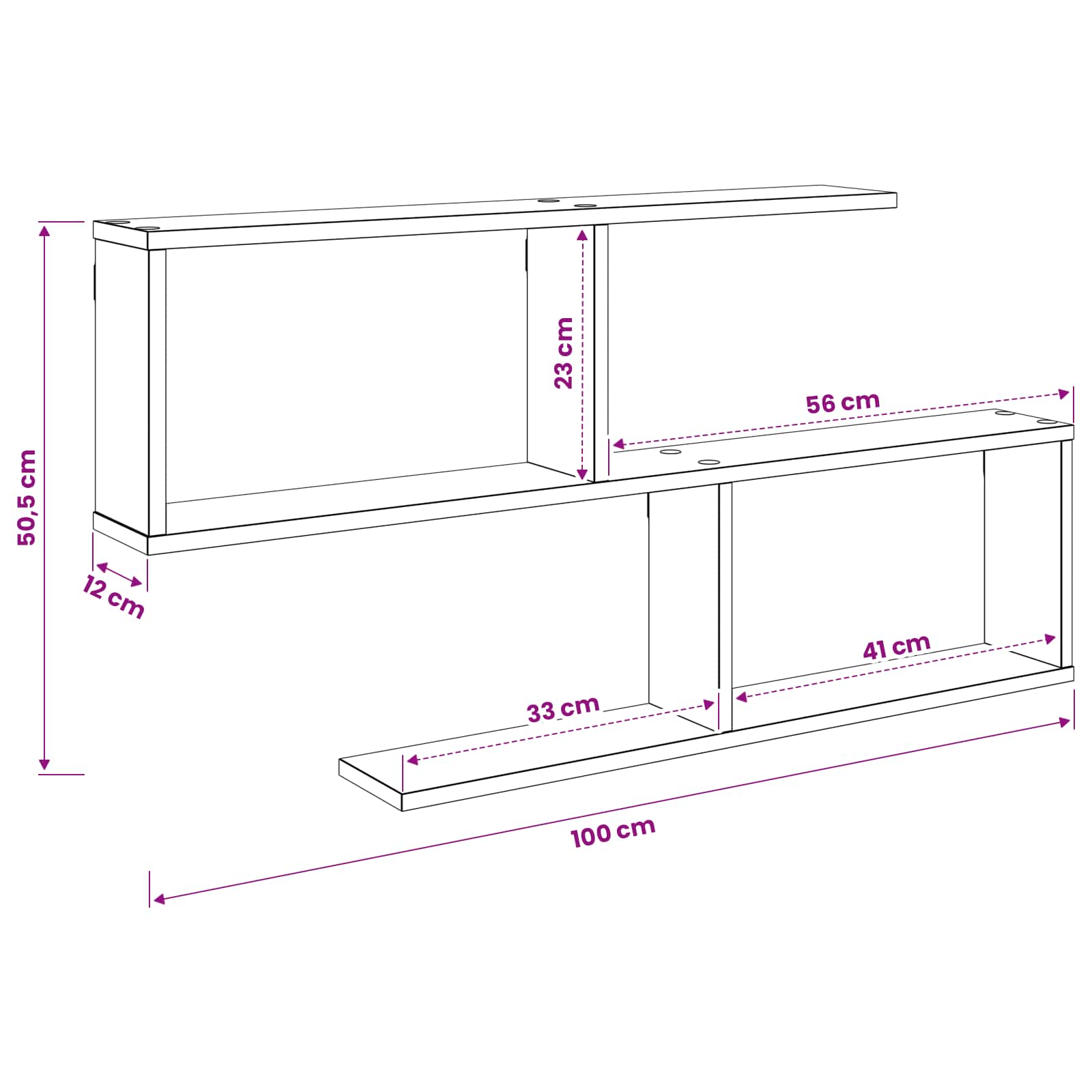 Wall Shelf Sonoma Oak 100 x 12 x 50.5 cm Engineered Wood