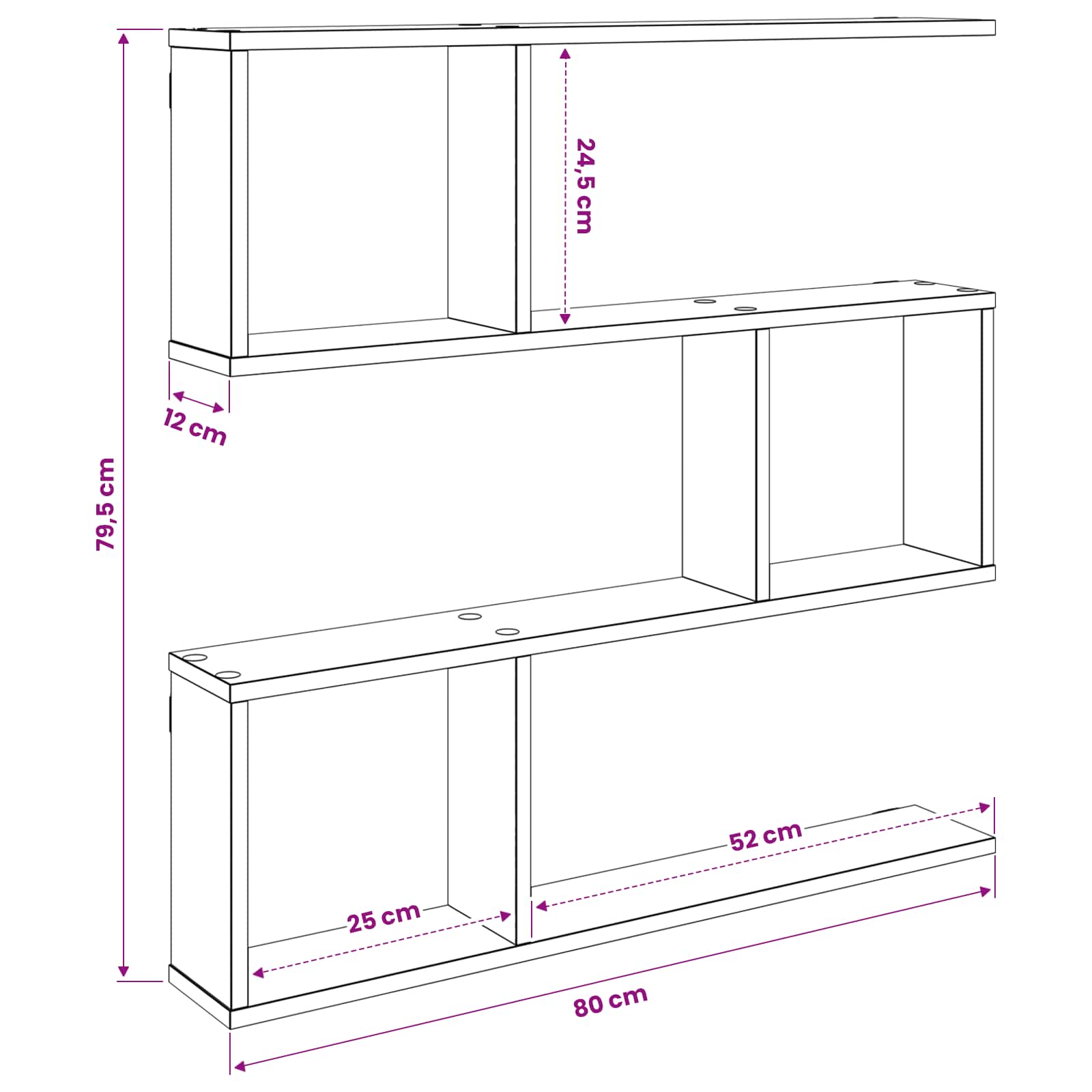 Wall Shelf Sonoma Oak 80 x 12 x 79.5 cm Engineered Wood