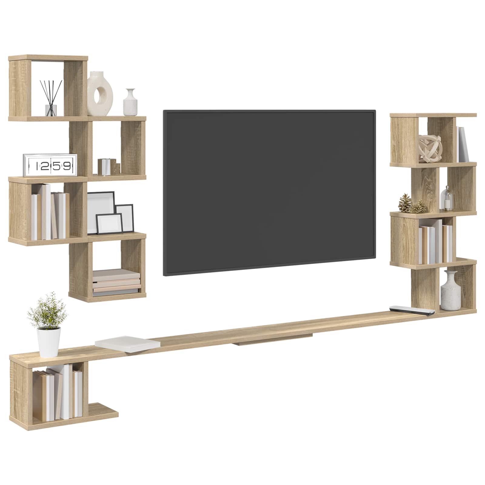 Wall-Mounted TV Shelf Sonoma Oak 200 x 15 x 94 cm