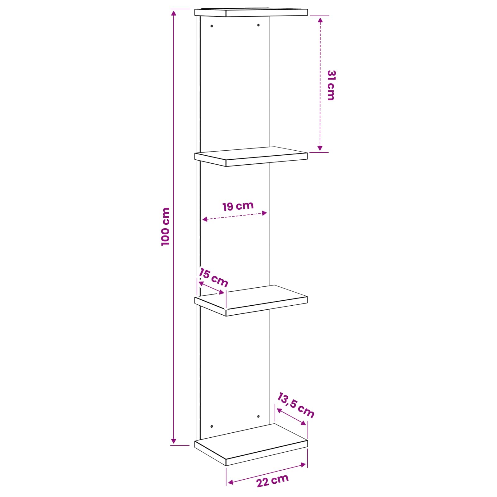 Wall Shelf Sonoma Oak 22 x 15 x 100 cm Engineered Wood