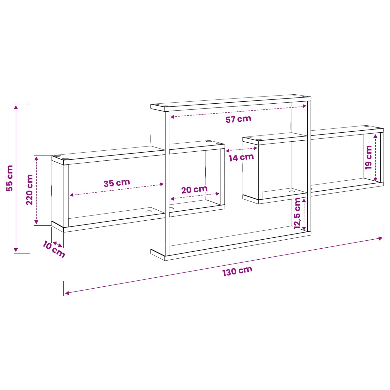Wall Shelf Sonoma Oak 130 x 10 x 50 cm Engineered Wood