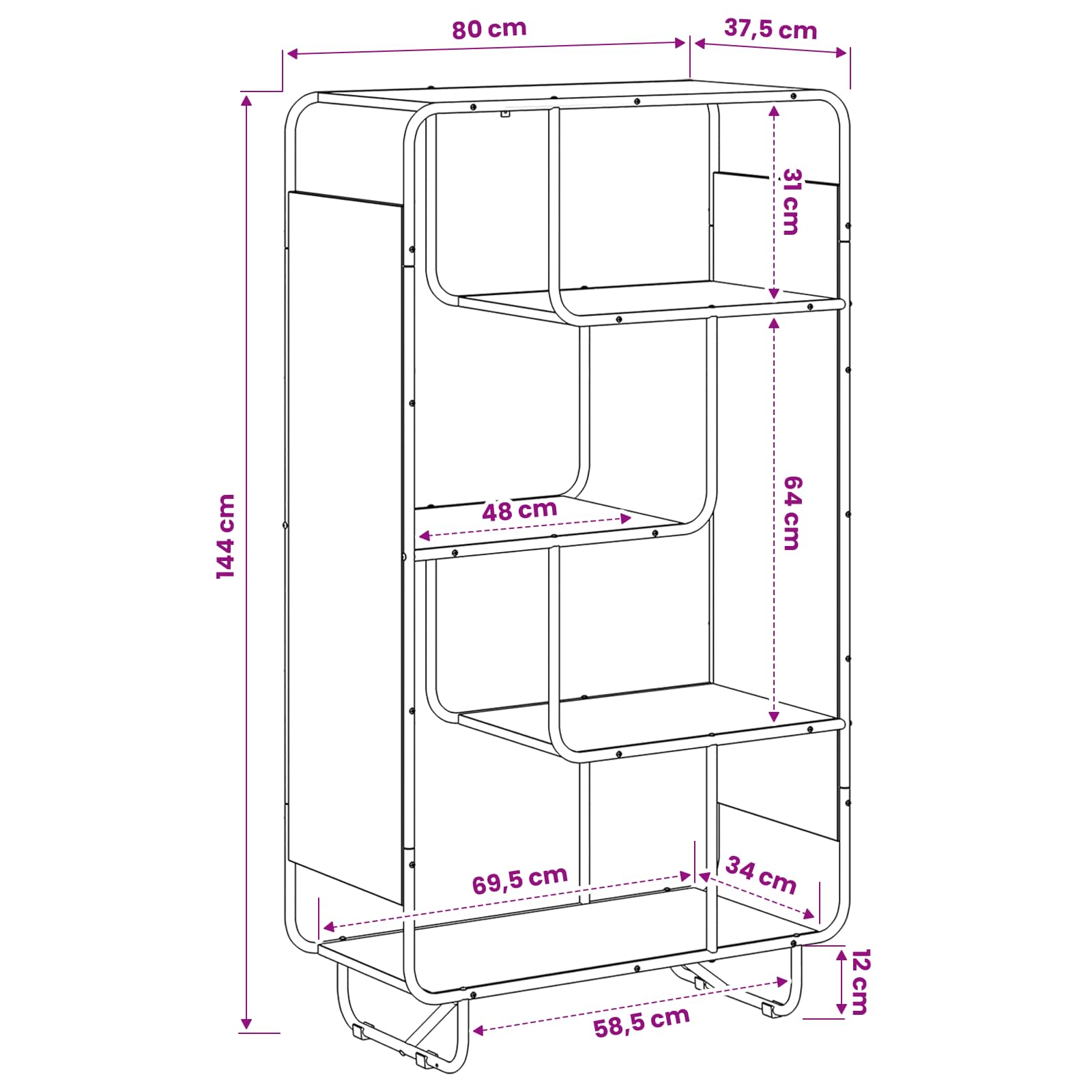 Highboard Sonoma Oak 80 x 37.5 x 144 cm Engineered Wood