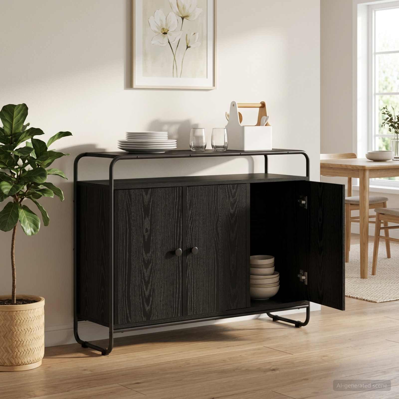 Sideboard Black Oak 102 x 35 x 75 cm Engineered Wood