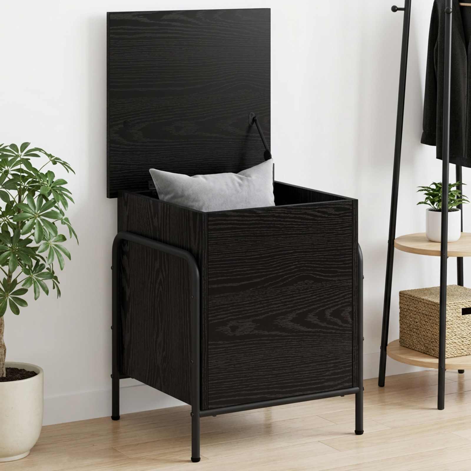 Storage Box Black Oak 80 x 40 x 49.5 cm Engineered Wood