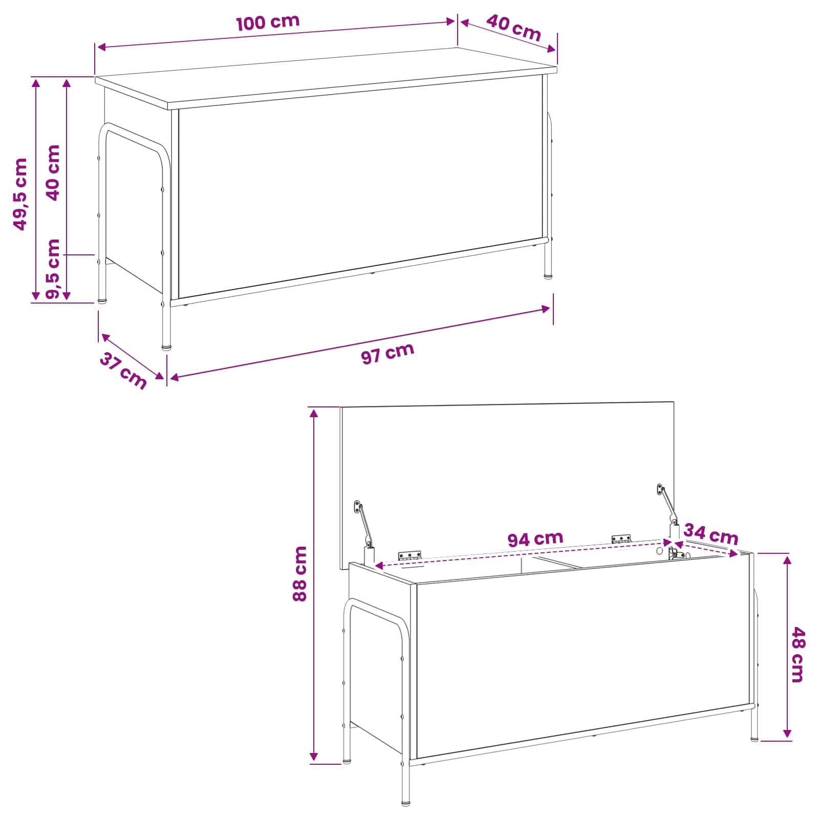 Storage Box Sonoma Oak 80 x 40 x 49.5 cm Engineered Wood