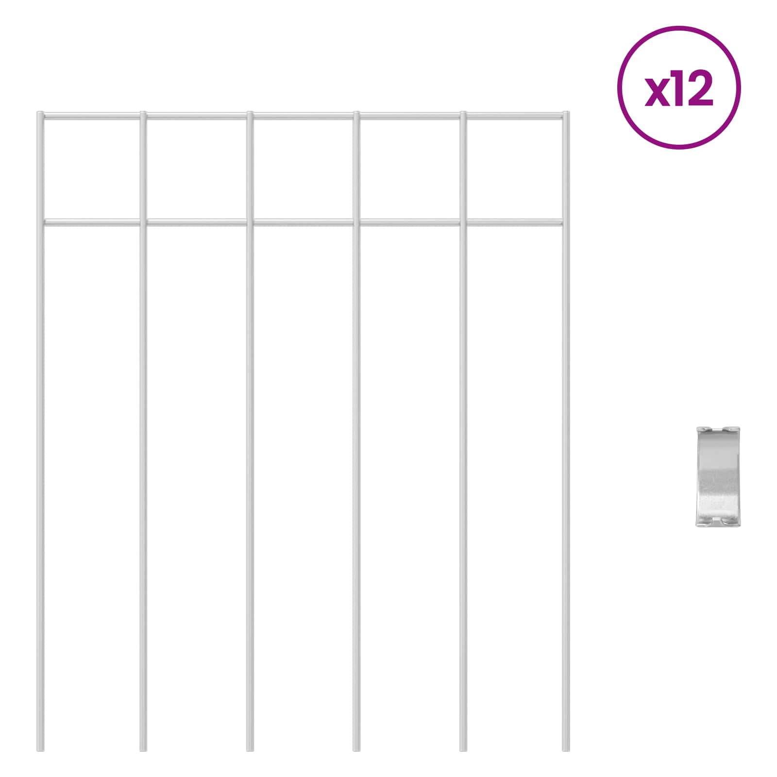 Garden Fence Panel 12 pcs Galvanised Steel Silver