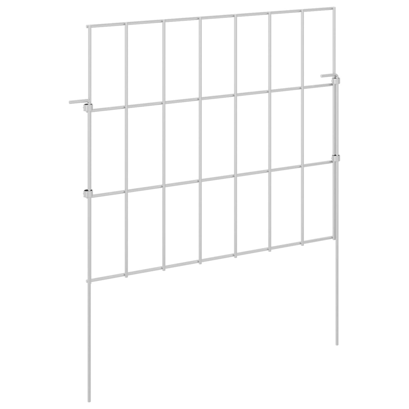 Garden Fence with Stakes 12 pcs 35 x 30 cm Mesh Silver