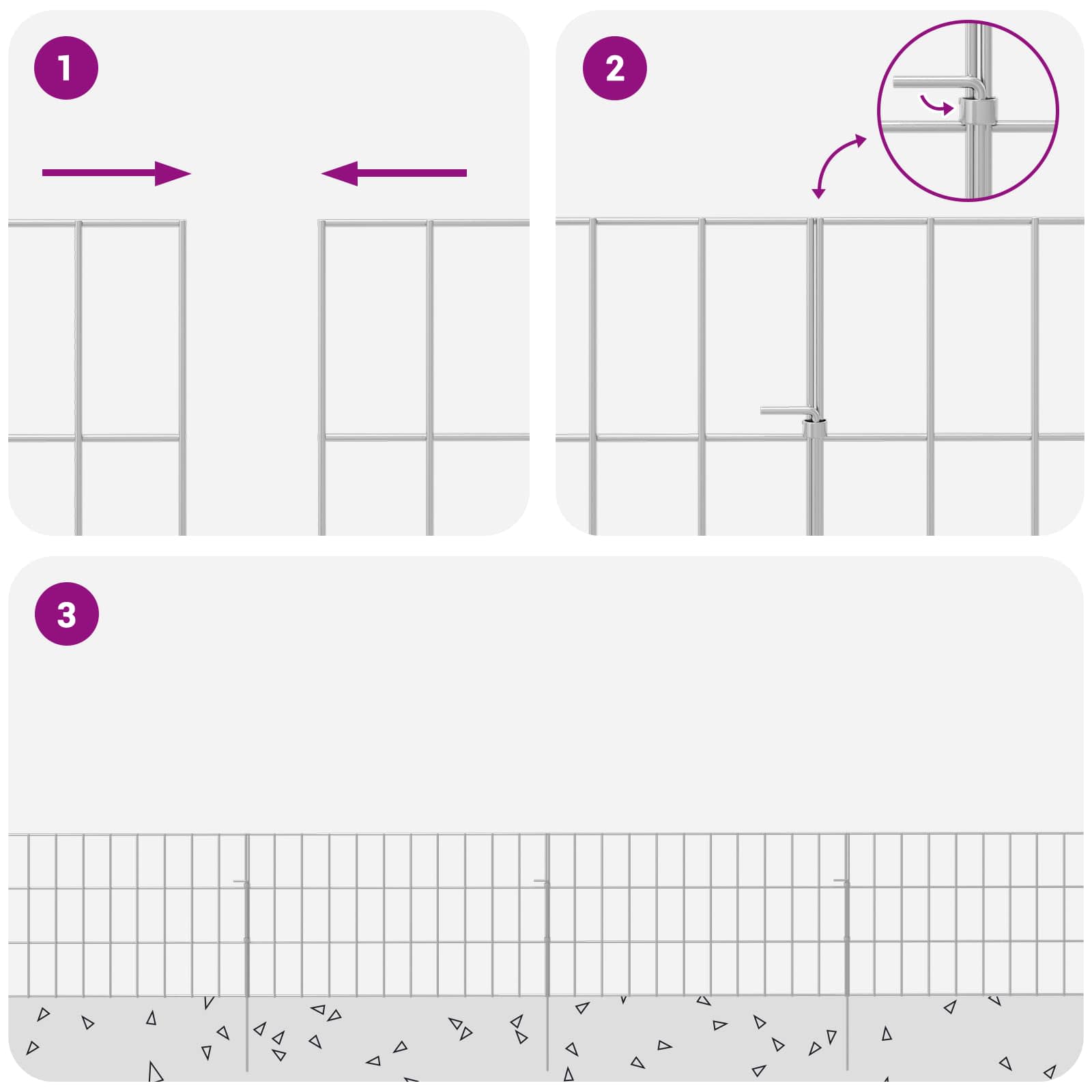 Garden Fence with Stakes 12 pcs 55 x 30 cm Mesh Silver