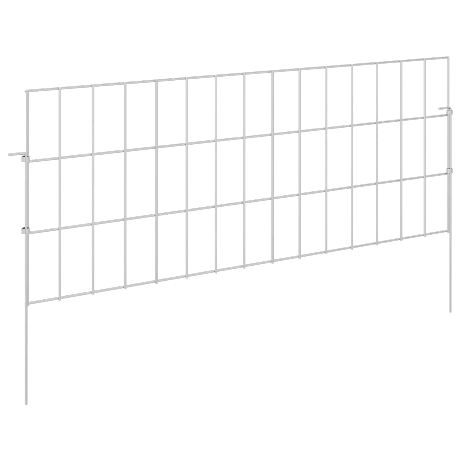 Garden Fence with Stakes 12 pcs 75 x 30 cm Mesh Silver