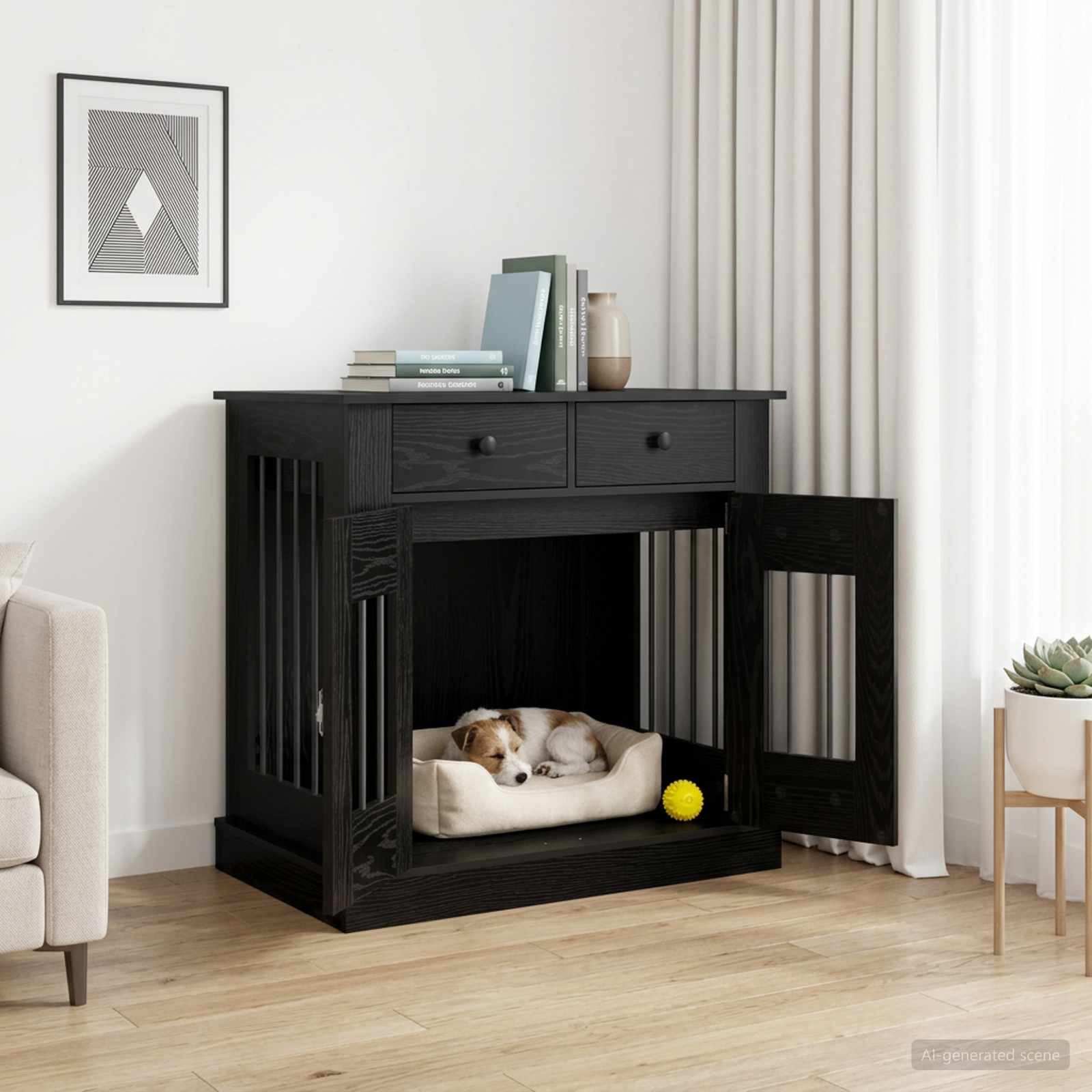 Dog crate furniture Black Oak 80 x 47.5 x 80 cm Engineered Wood