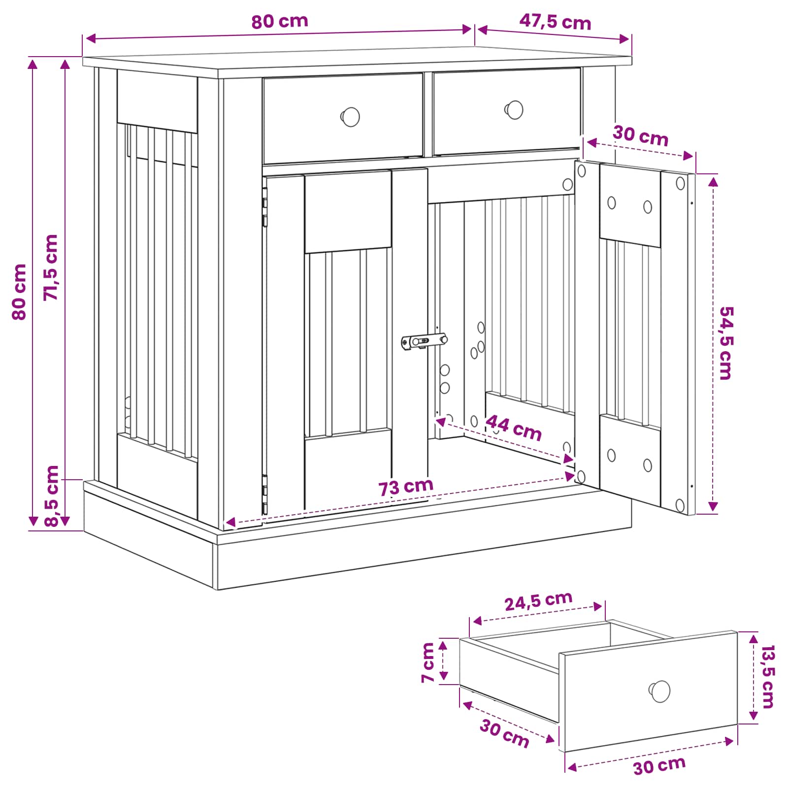 Dog crate furniture Black Oak 80 x 47.5 x 80 cm Engineered Wood