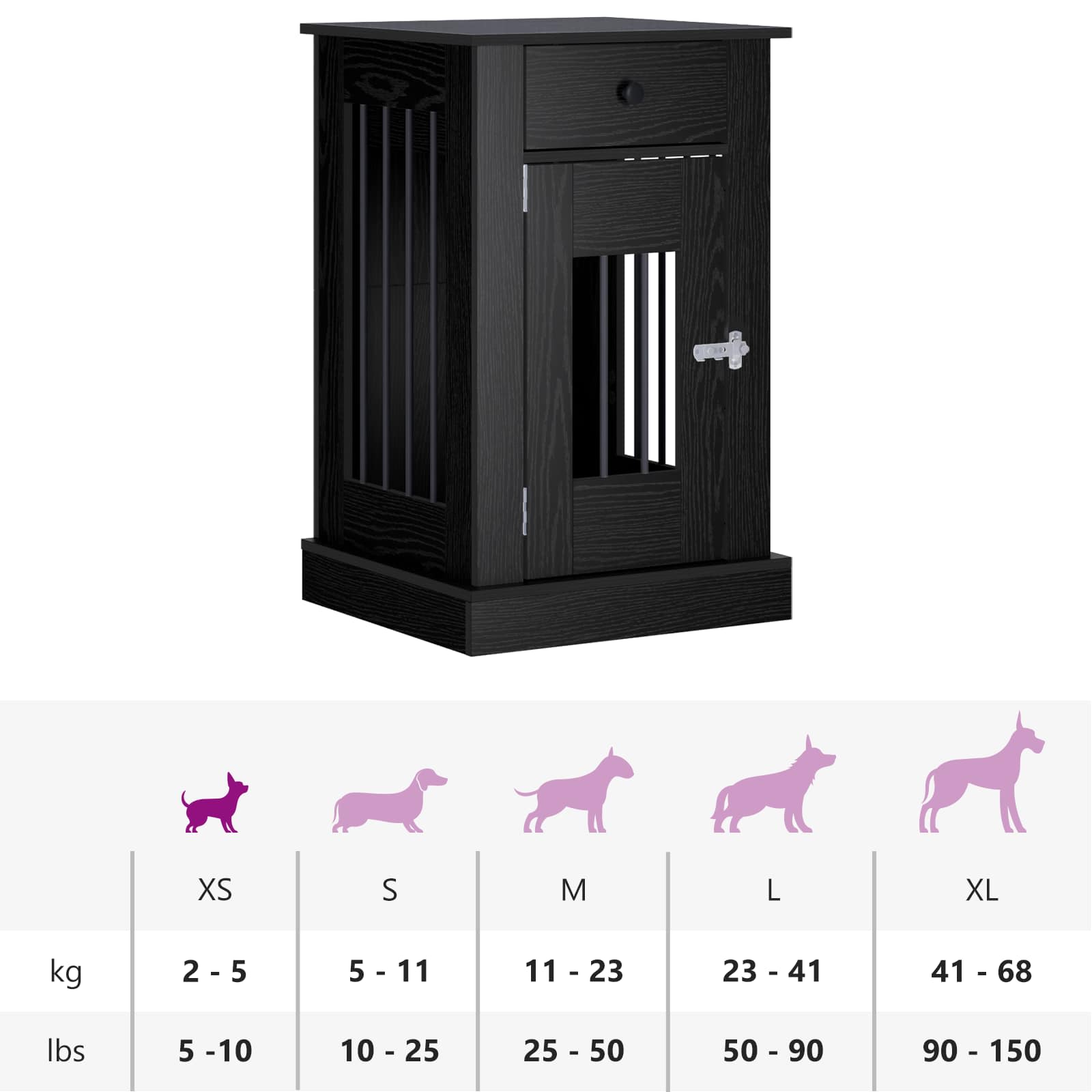 Dog crate furniture Black Oak 50 x 47.5 x 80 cm Engineered Wood