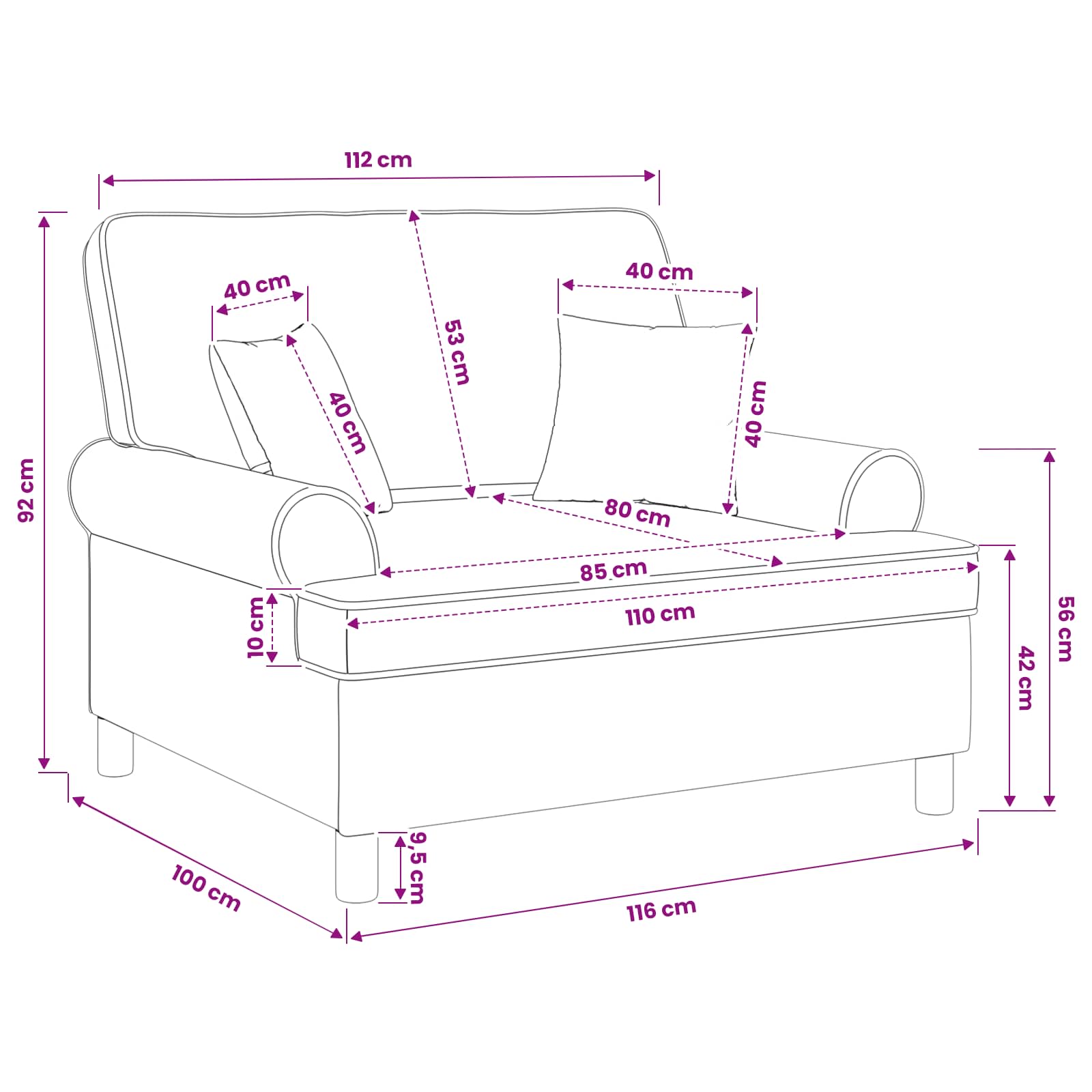 Armchair with Cushions Dark Grey Fabric