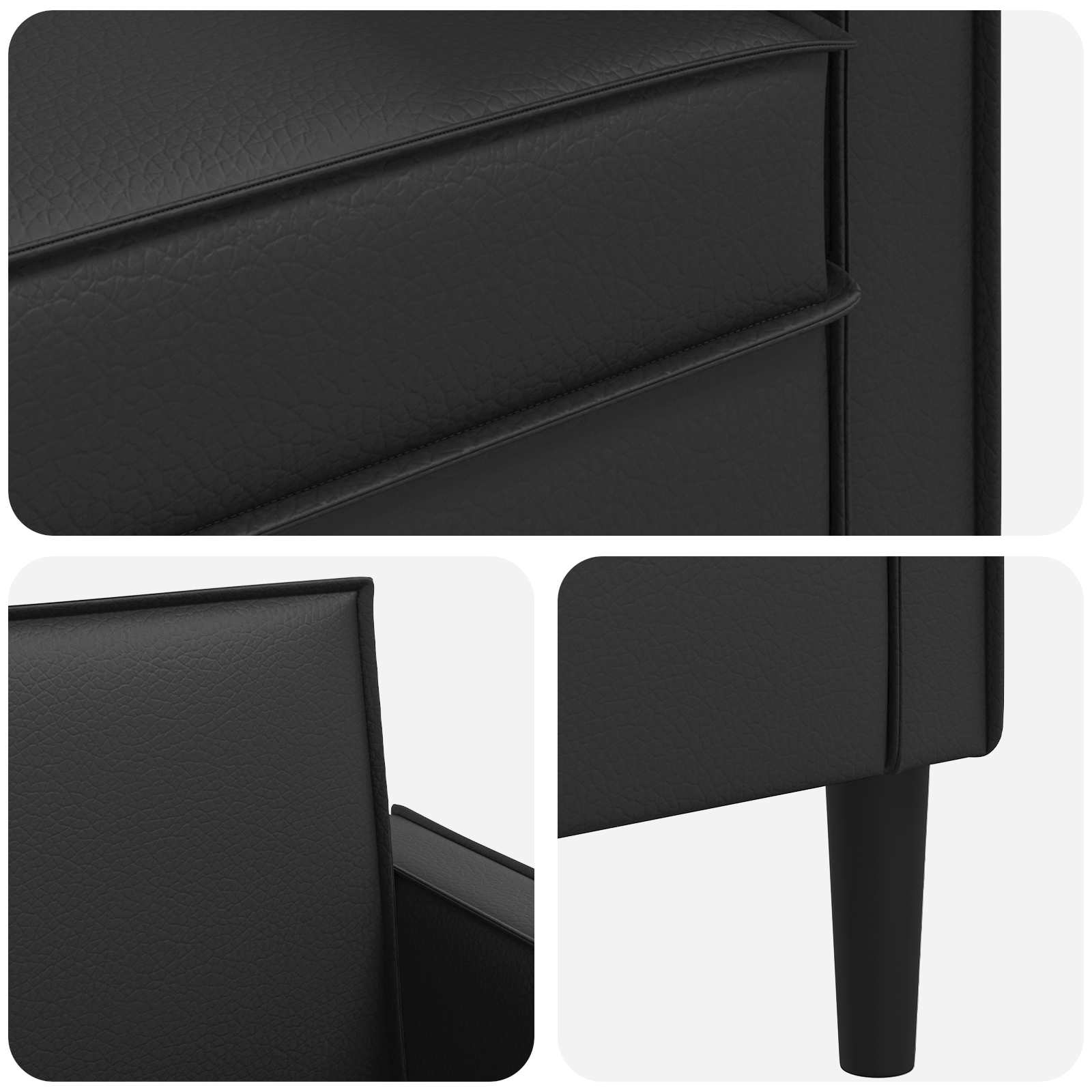XXL Armchair Black Faux Leather