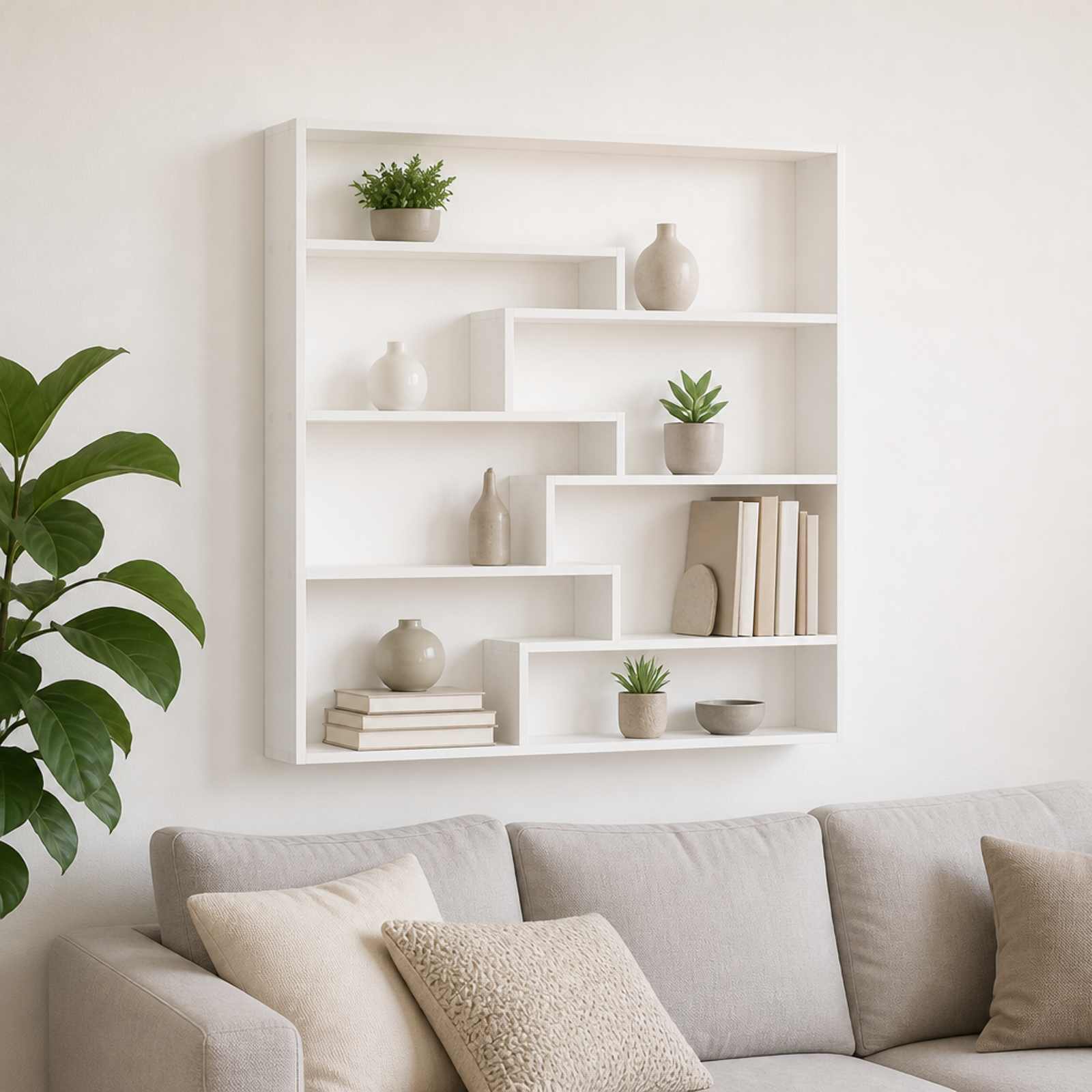 Wall Shelf White 103 x 17 x 102 cm Engineered Wood