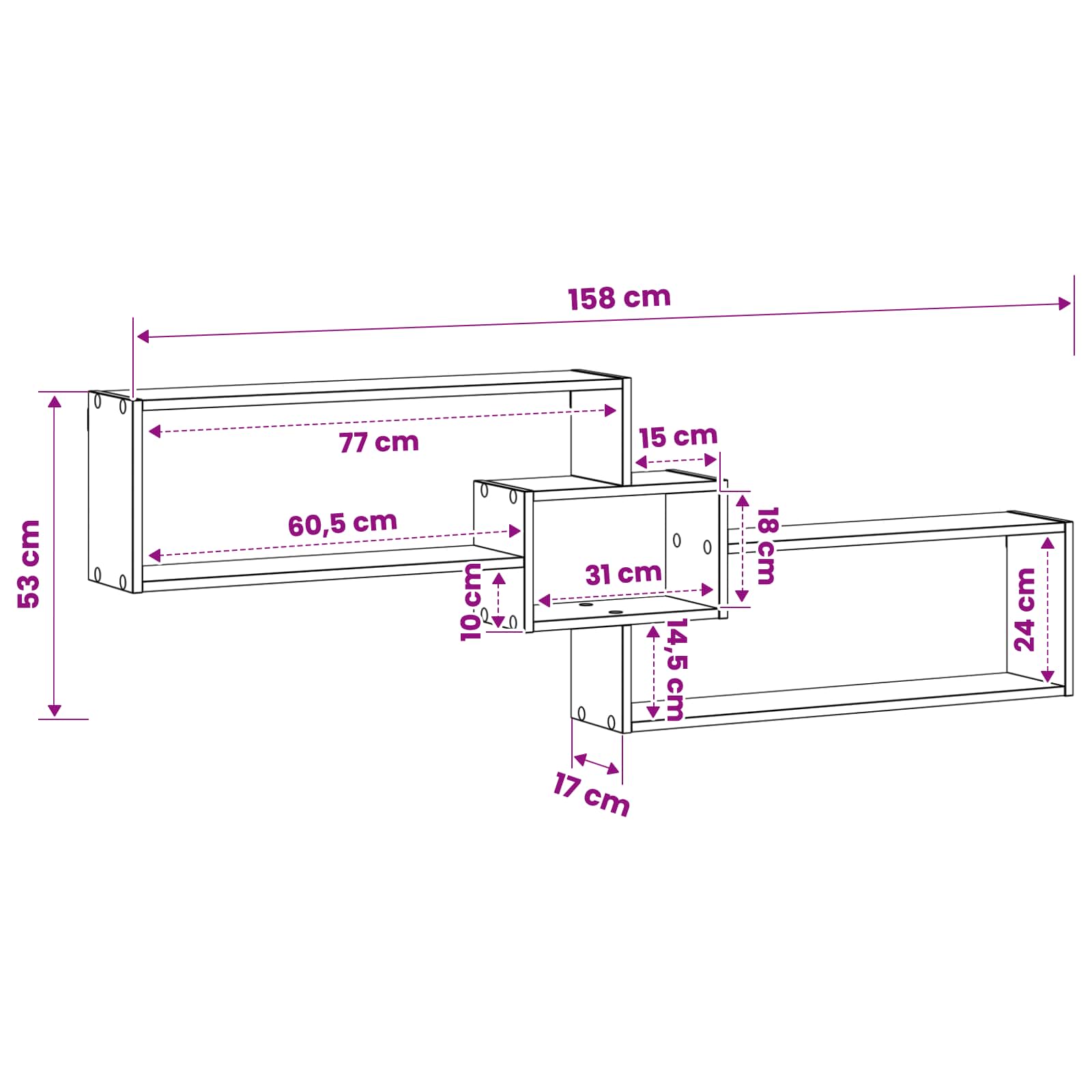 Wall Shelf White 158 x 17 x 53 cm Engineered Wood