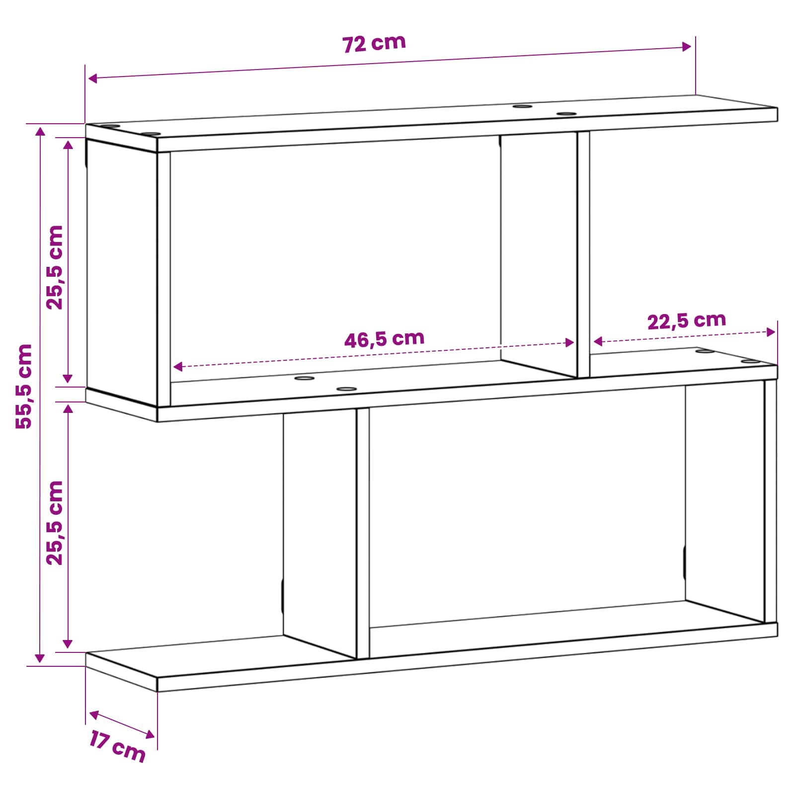 Wall Shelf White 72 x 17 x 55.5 cm Engineered Wood