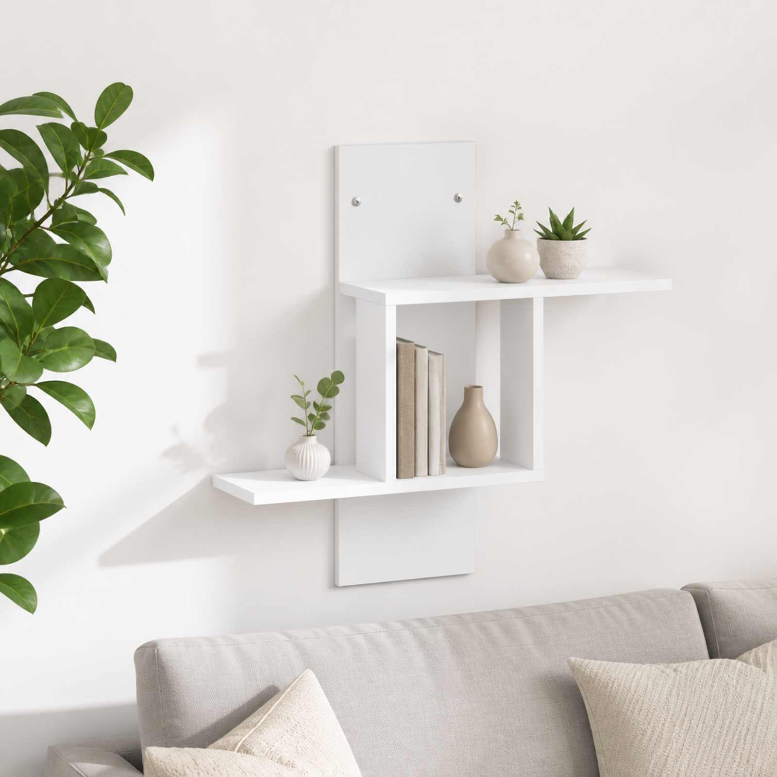Wall Shelf White 59 x 17 x 63 cm Engineered Wood