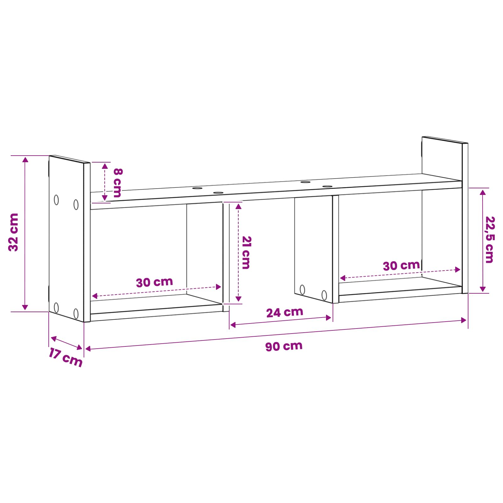Wall Shelf White 90 x 17 x 32 cm Engineered Wood