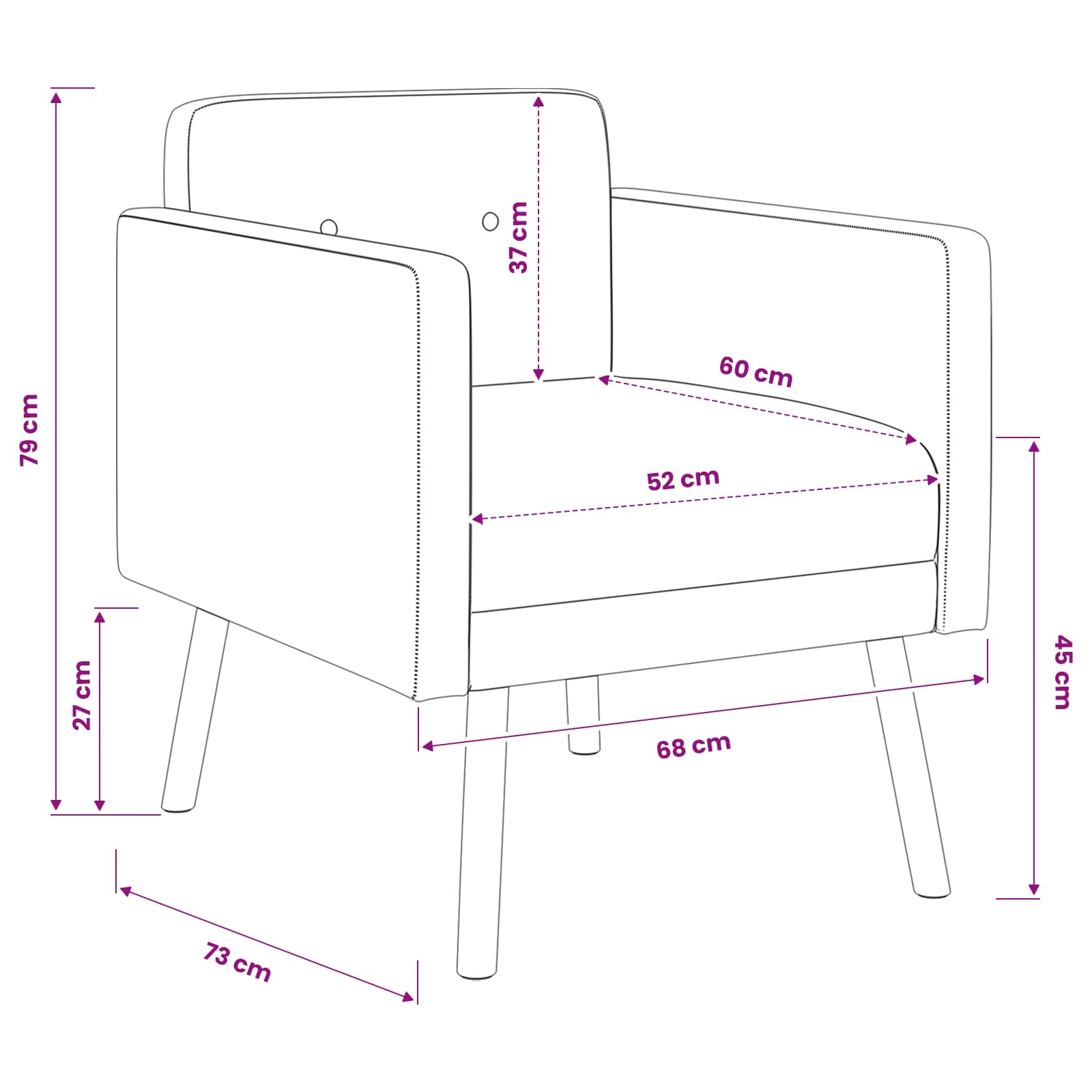 Accent Chair Dark Grey Fabric