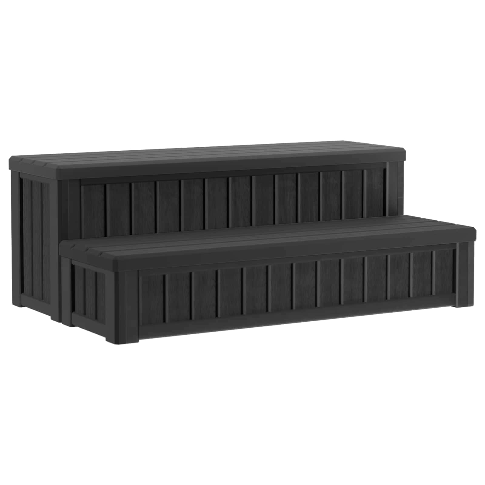 Hot Tub Step with Storage 2-Step Black 93 x 57 x 35 cm PP