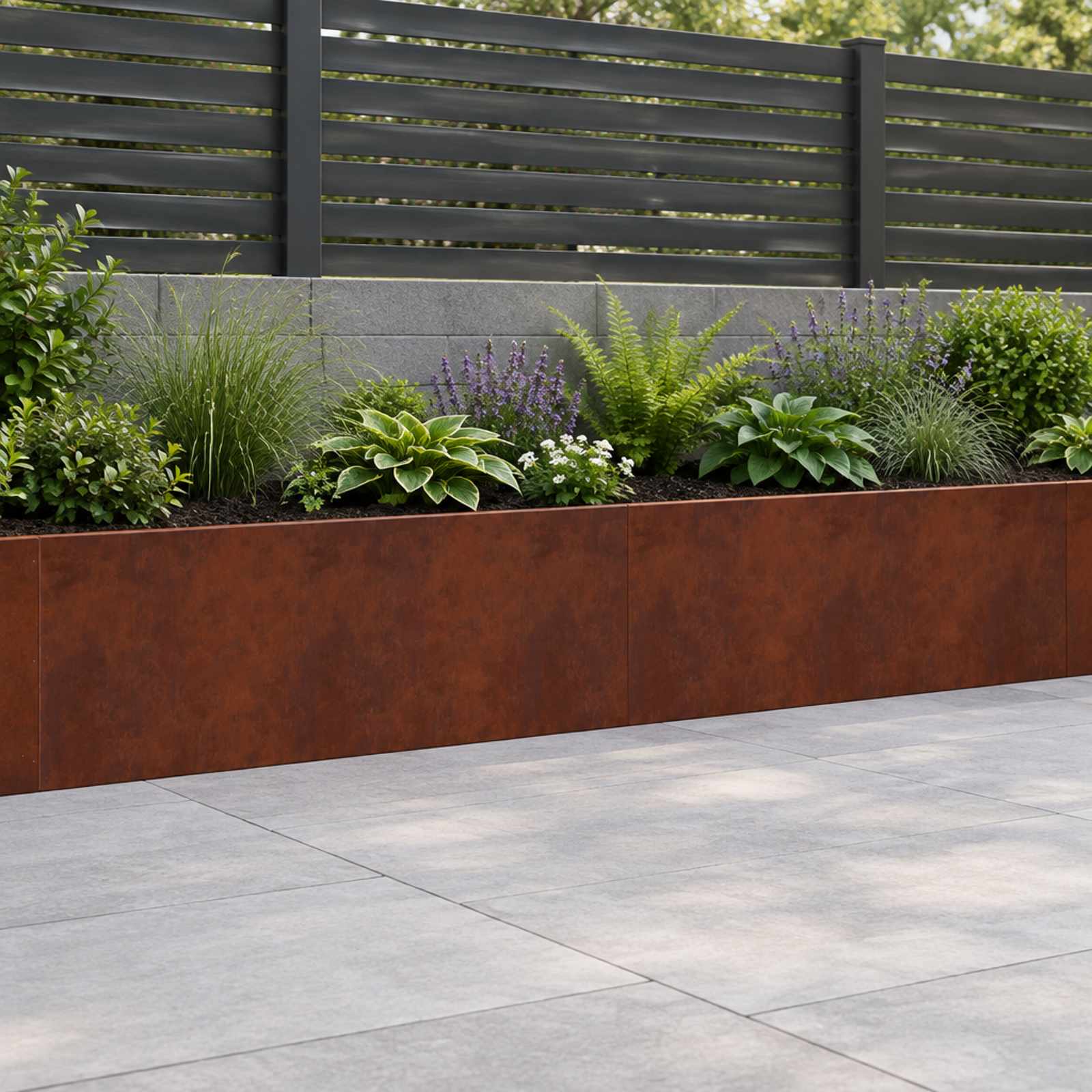 Retaining Wall 2 pcs 100 x 12 x 50 cm Weathering Steel Rusty