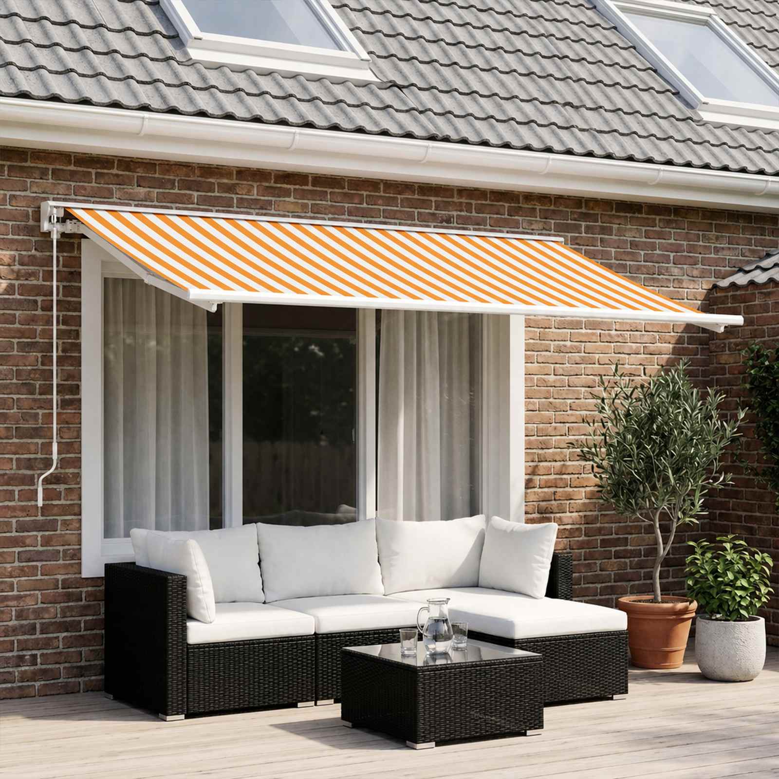 Awning Replacement Fabric Yellow and White 500 x 300 cm