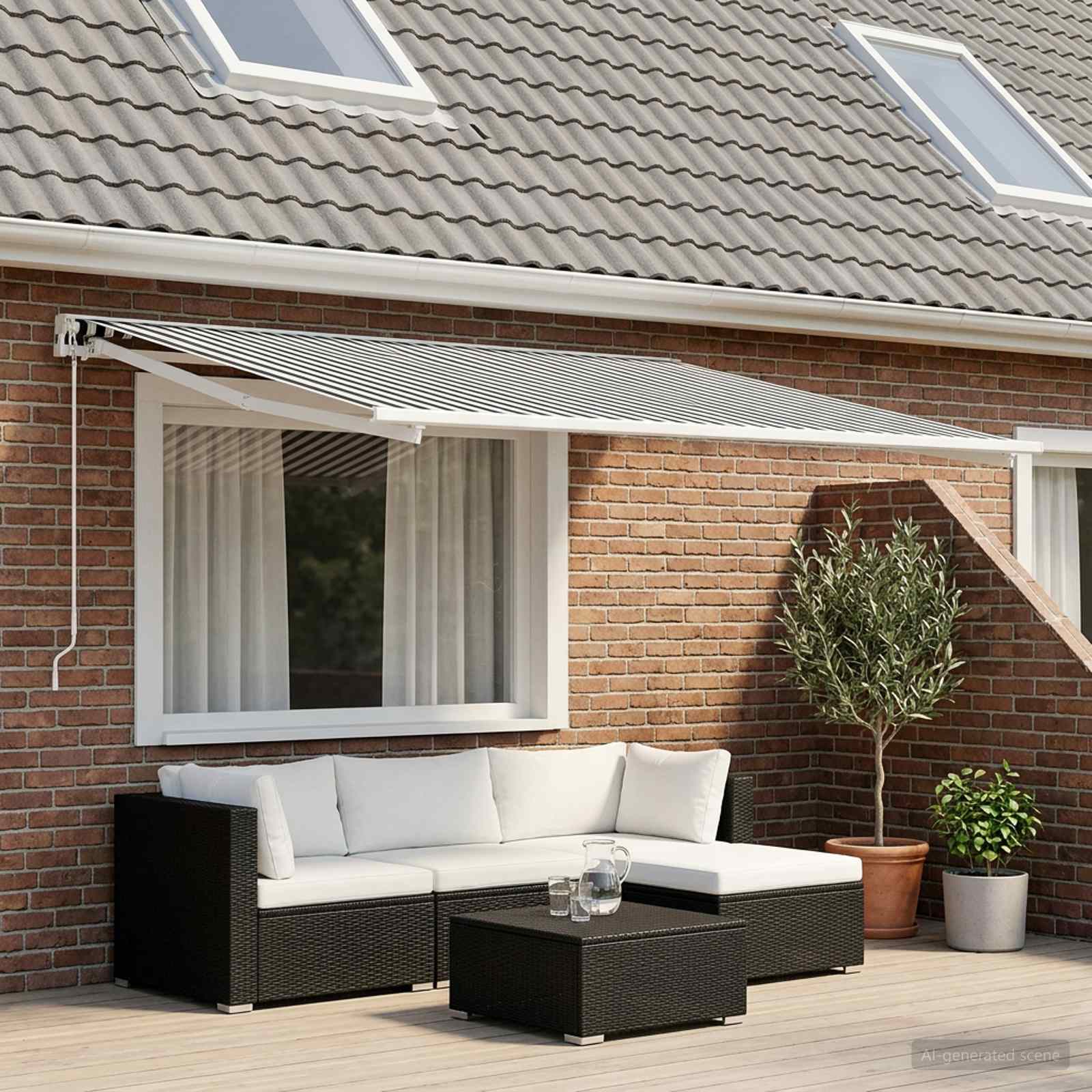 Awning Replacement Fabric Anthracite and White 500 x 350 cm