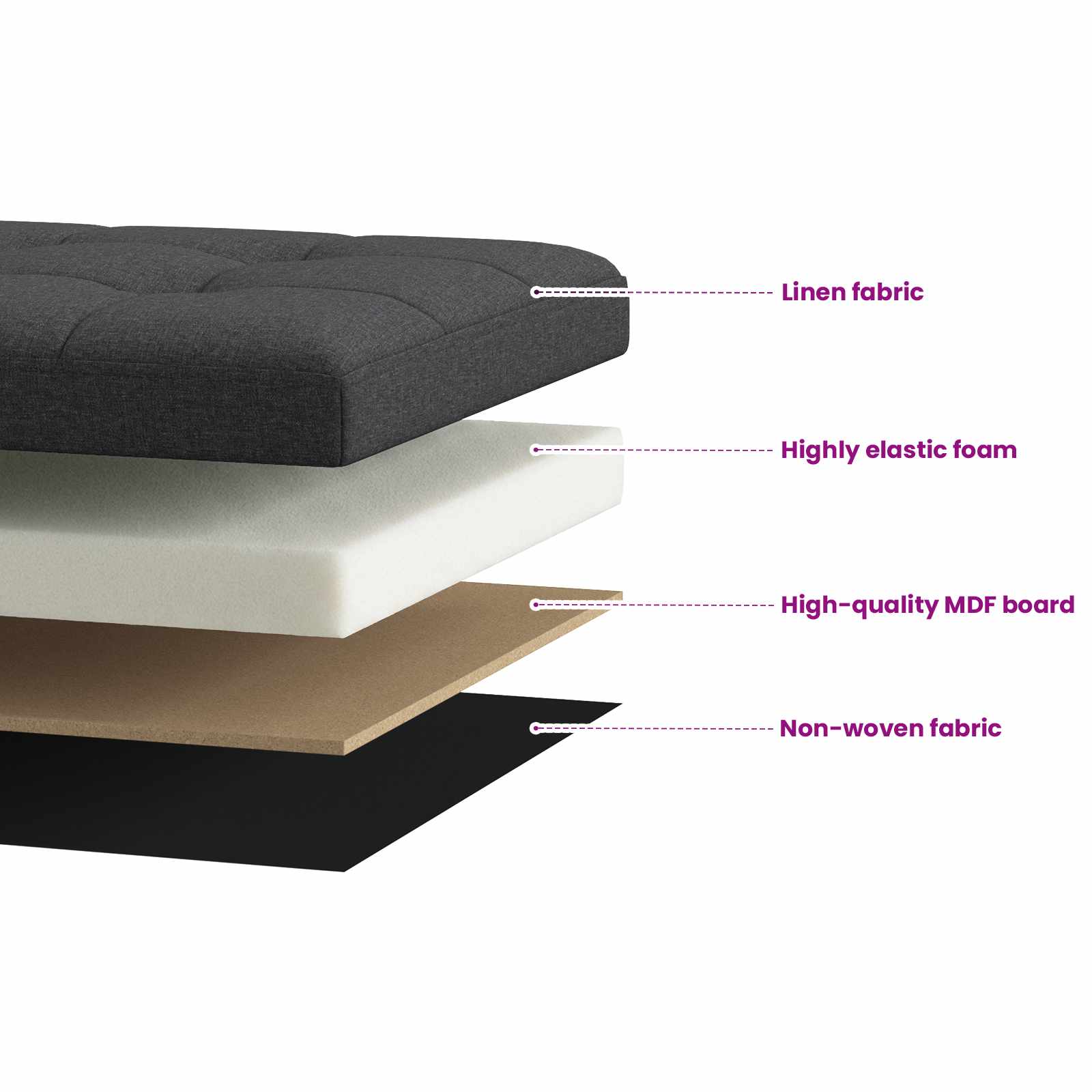 Foldable Storage Bench Dark Grey 180 kg 80 L 77 x 38 x 38 cm