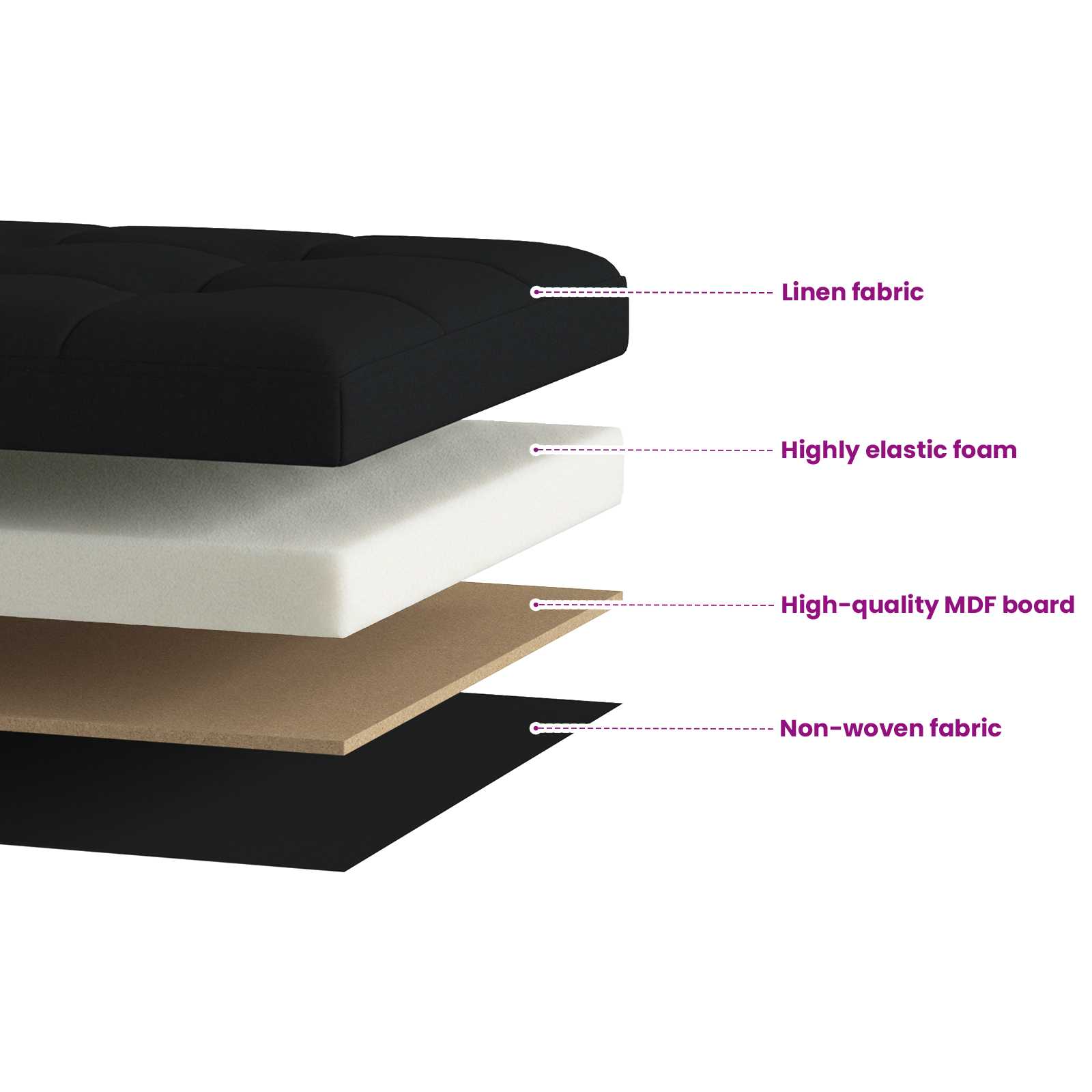 Foldable Storage Bench Black 180 kg 80 L 77 x 38 x 38 cm Linen