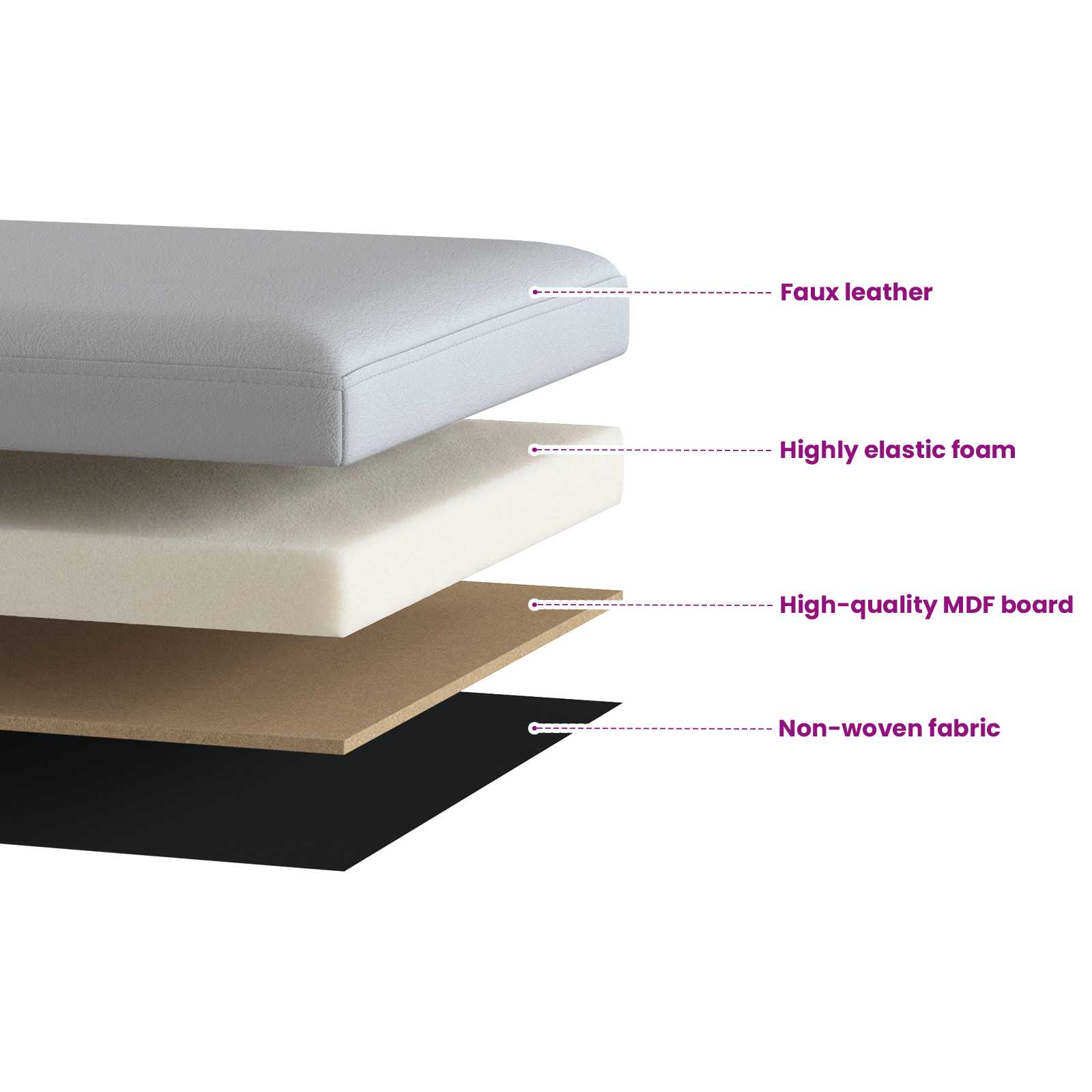Foldable Storage Bench White 180 kg 80 L 77 x 38 x 38 cm PVC