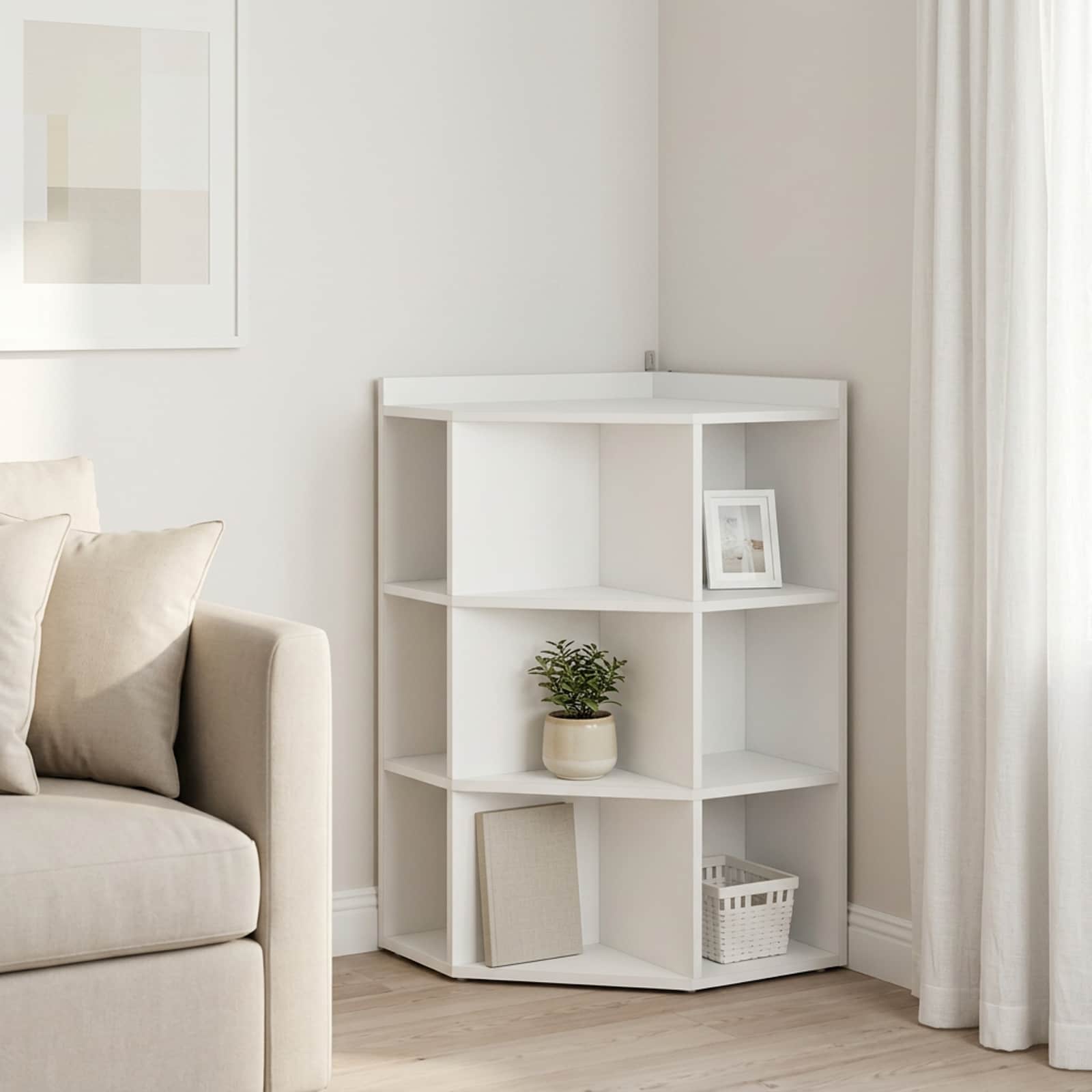 Corner Shelf 9-Tier 55 x 55 x 80.5 cm Engineered Wood White