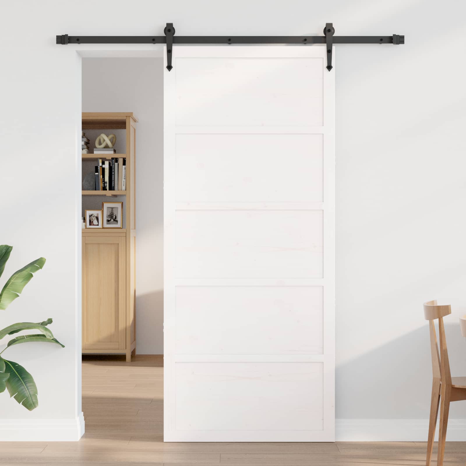 Barn Door White 80 x 2,5 x 208 cm Solid Pine Wood