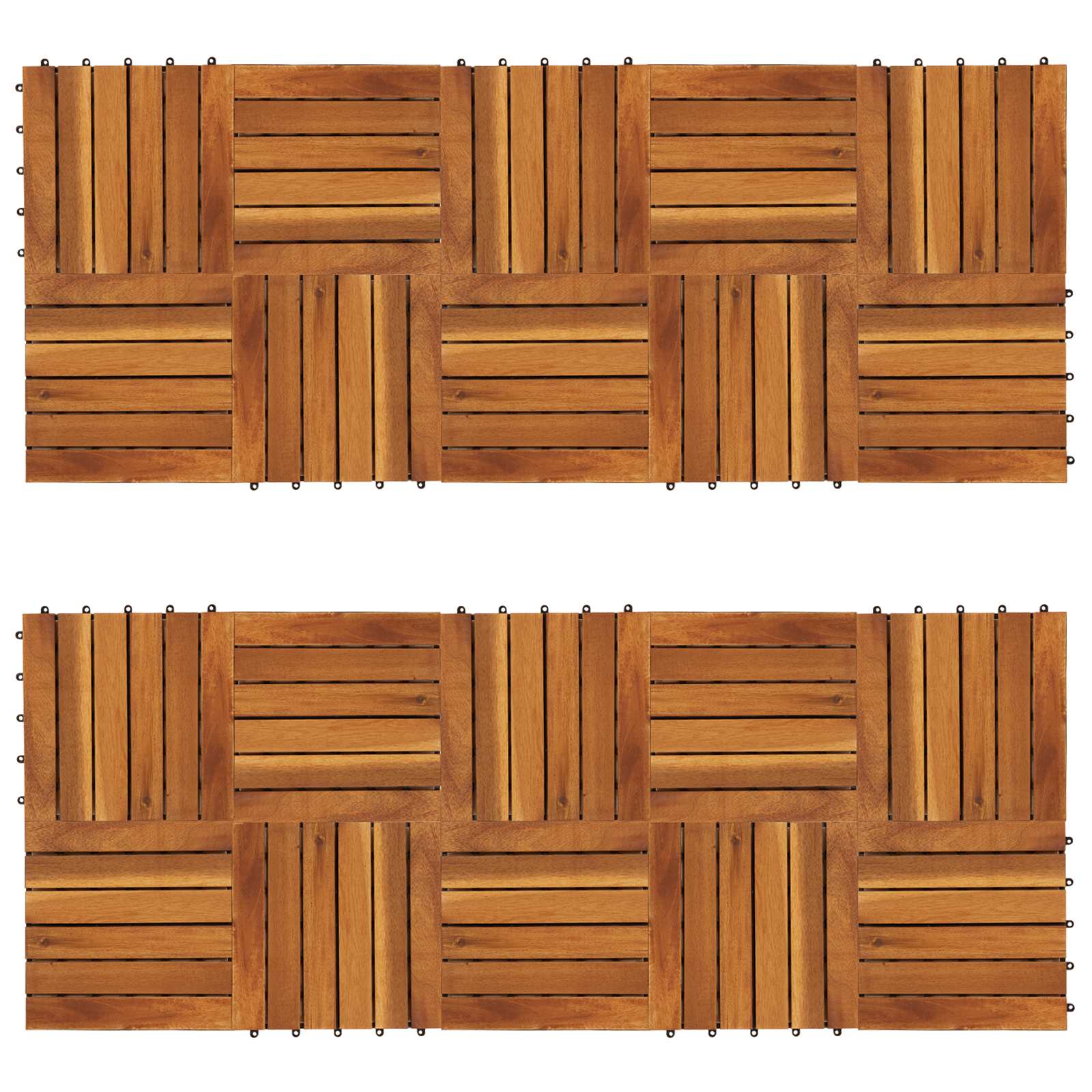 Decking Tile 20 pcs Brown 30 x 30 cm Acacia Hardwood
