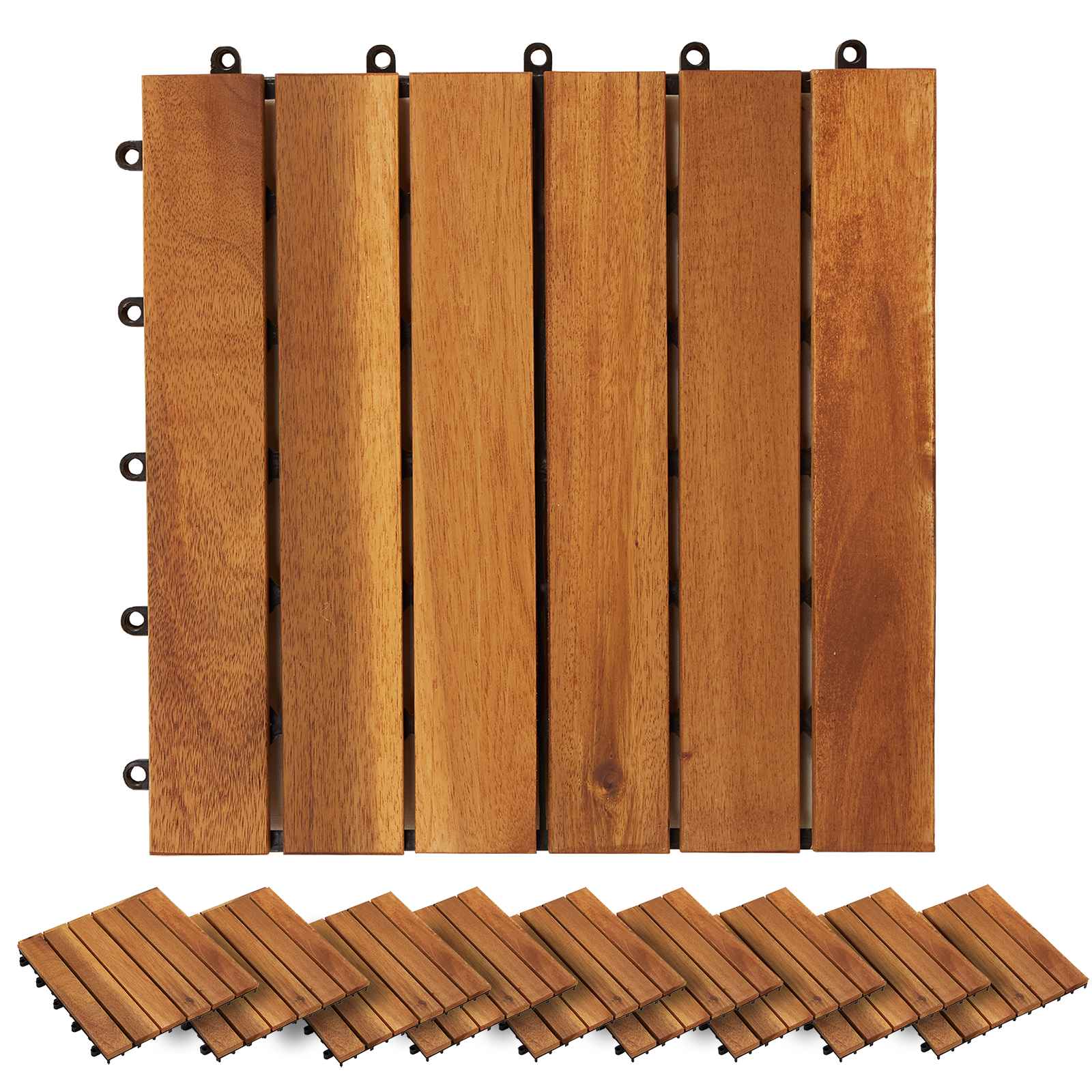 Decking Tile 30 pcs Brown 30 x 30 cm Acacia Hardwood