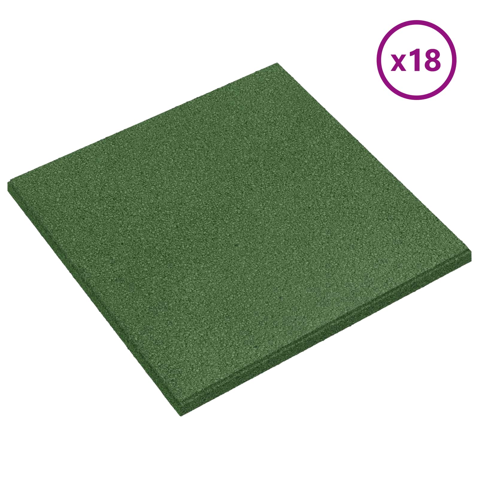 Fall Protection Tiles 18 pcs Green 50 x 50 cm Rubber
