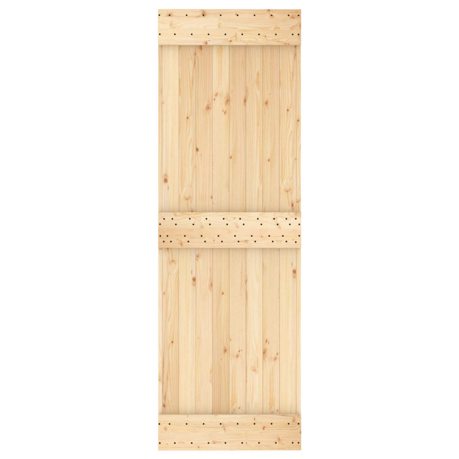 Sliding Door Natural and Black 70 x 210 cm Solid Pine Wood
